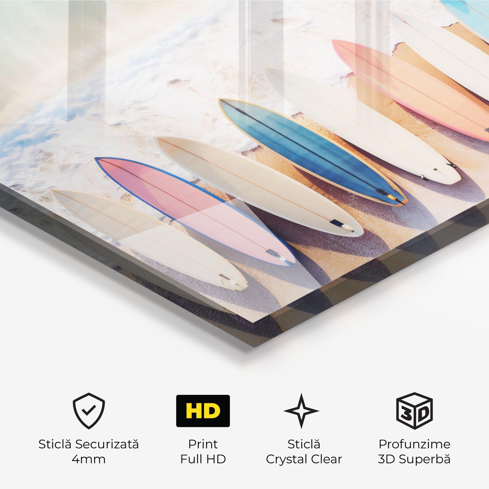 Tablou Sticla Surfboards Beach mockup 3
