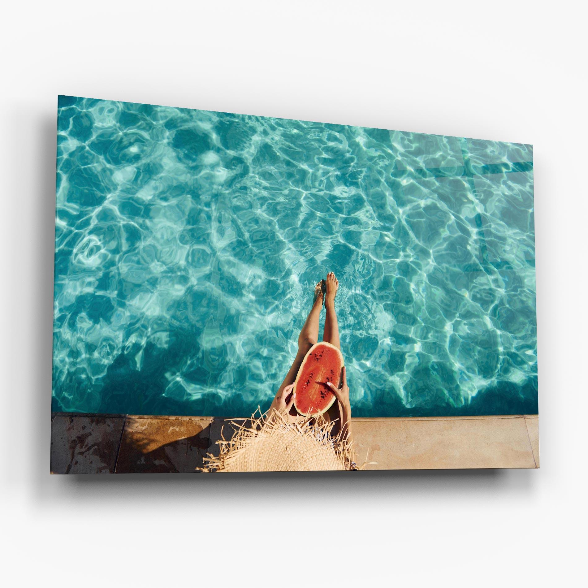 Tablou Sticla Pool Watermelon mockup 6