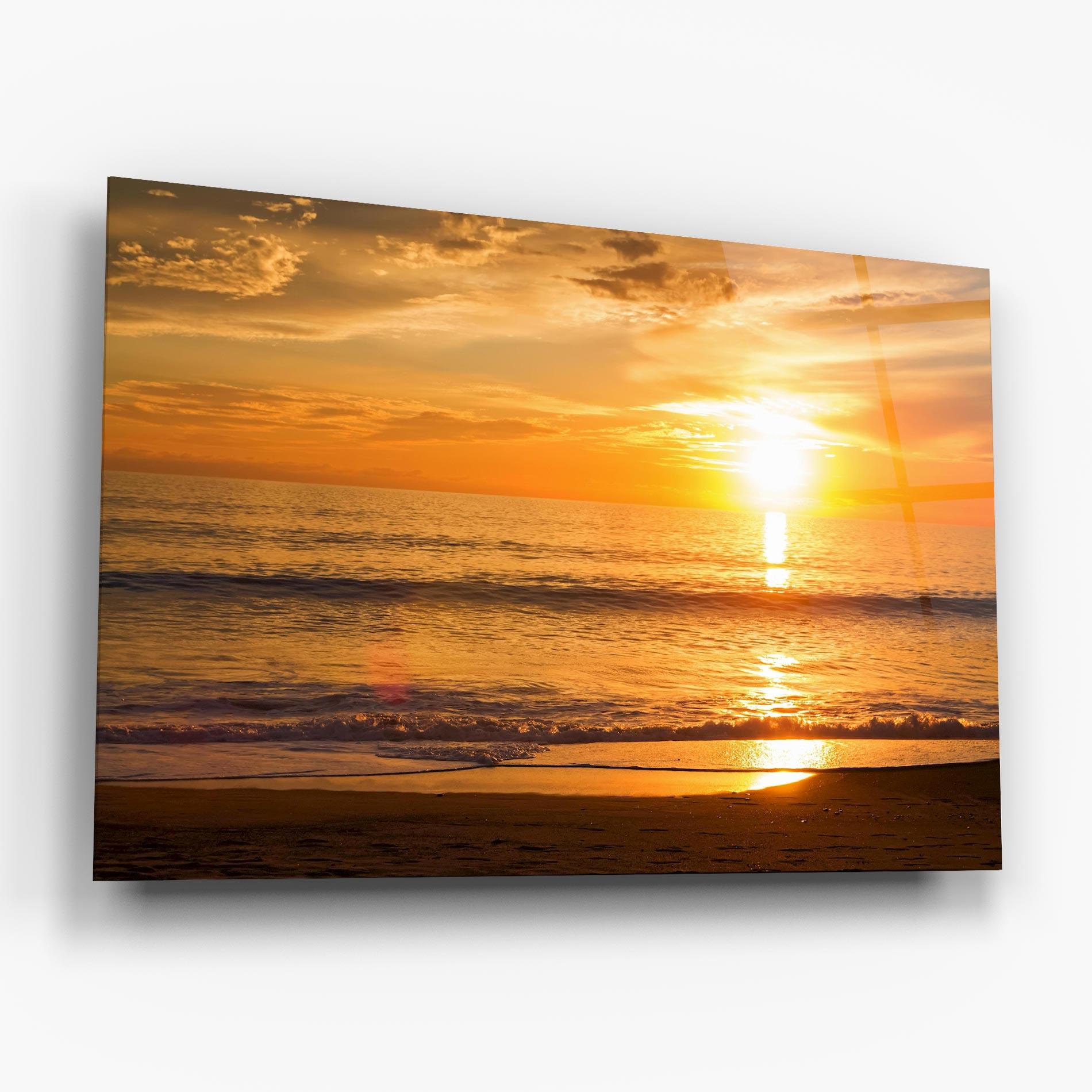 Tablou Sticla Sunset Ocean Coast mockup 6