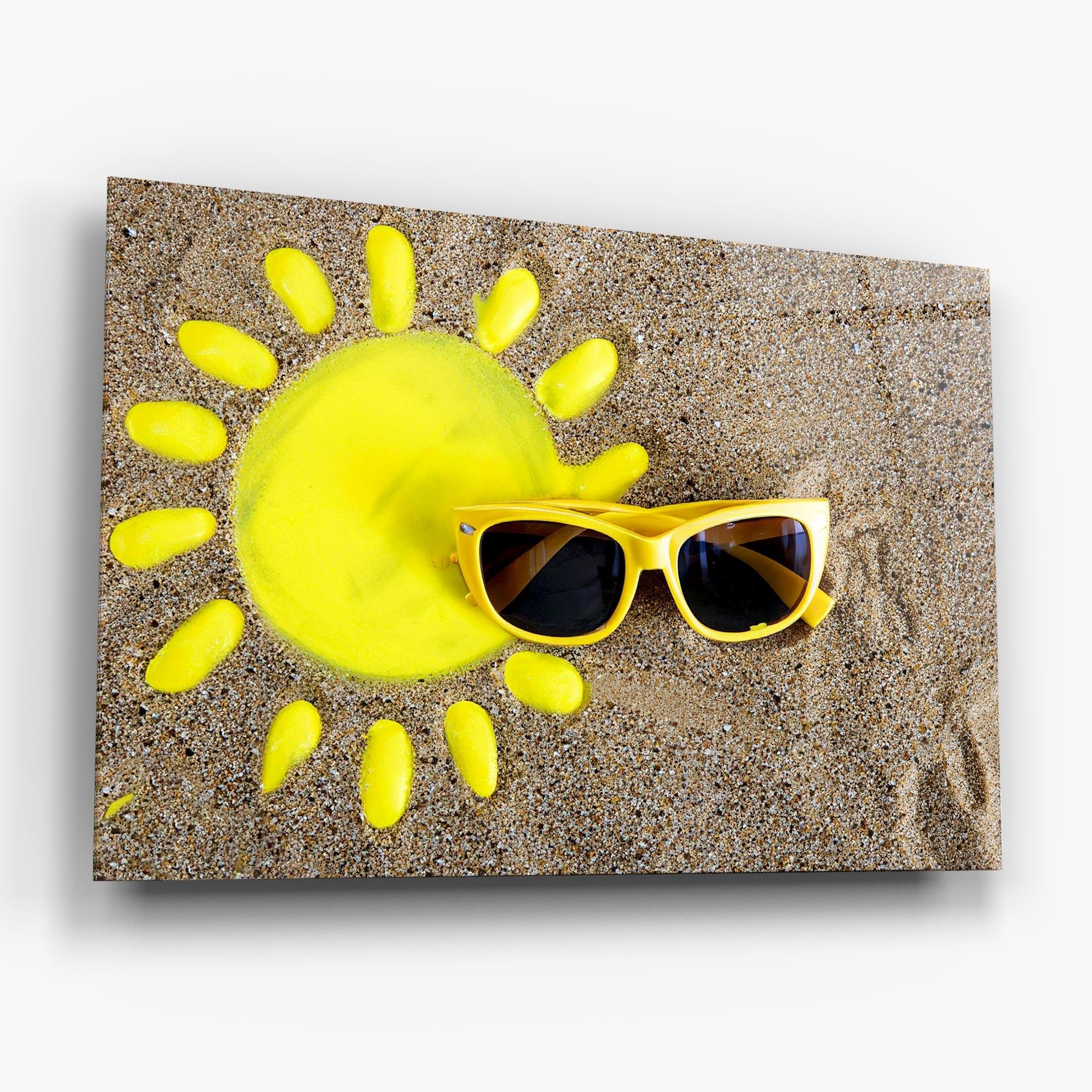Tablou Sticla Yellow Summer Glasses mockup 6