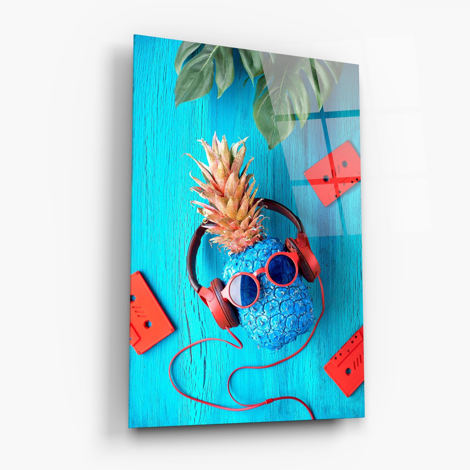 Tablou Sticla Pineapple On Blue mockup 6