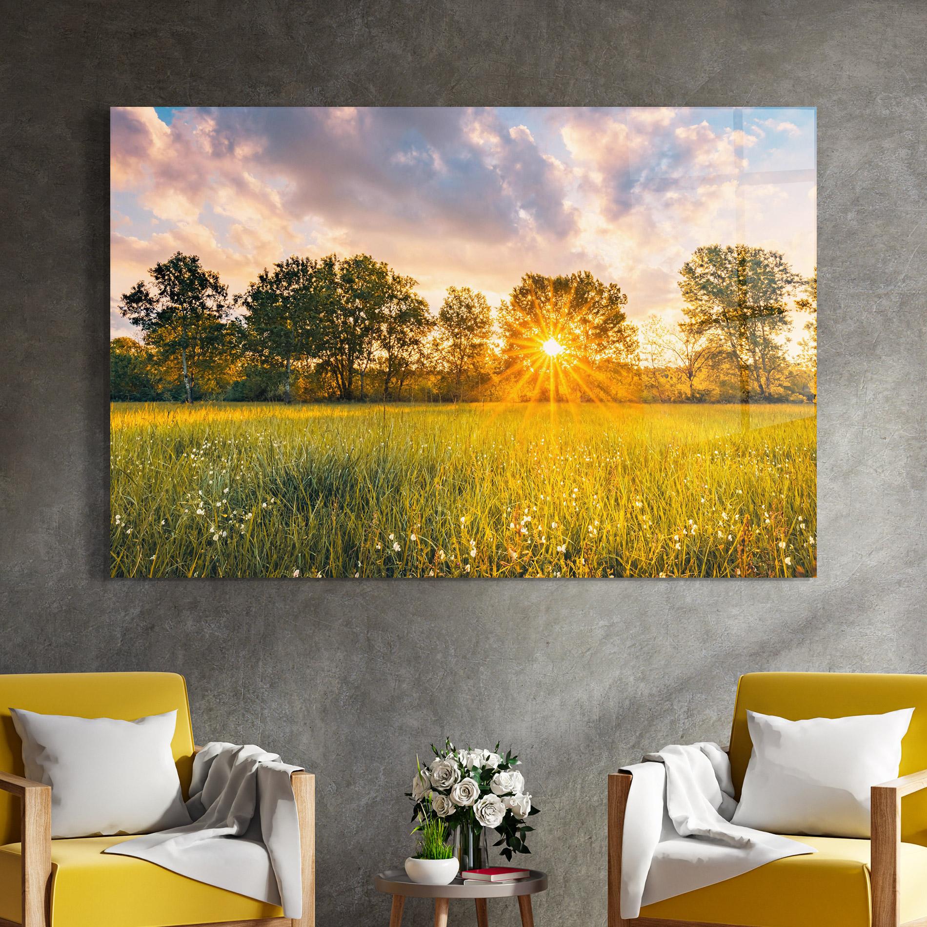 Tablou Sticla Blossoming Meadow mockup 4