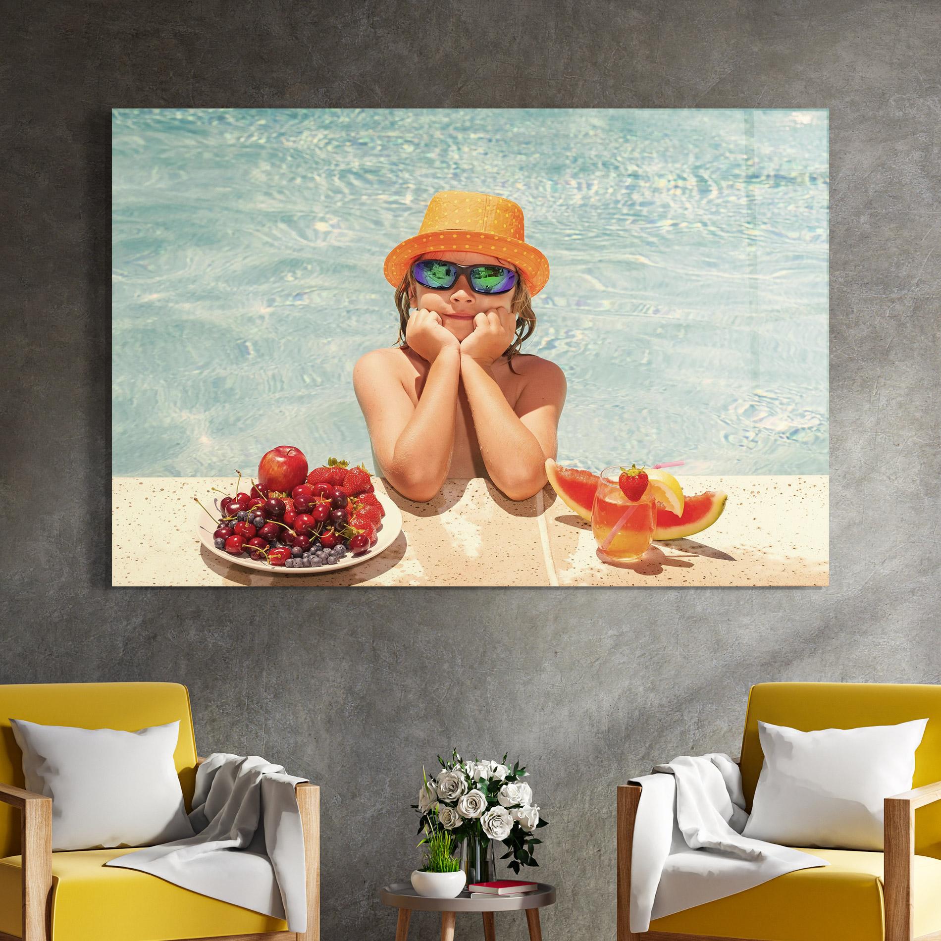 Tablou Sticla Child Swimming mockup 4