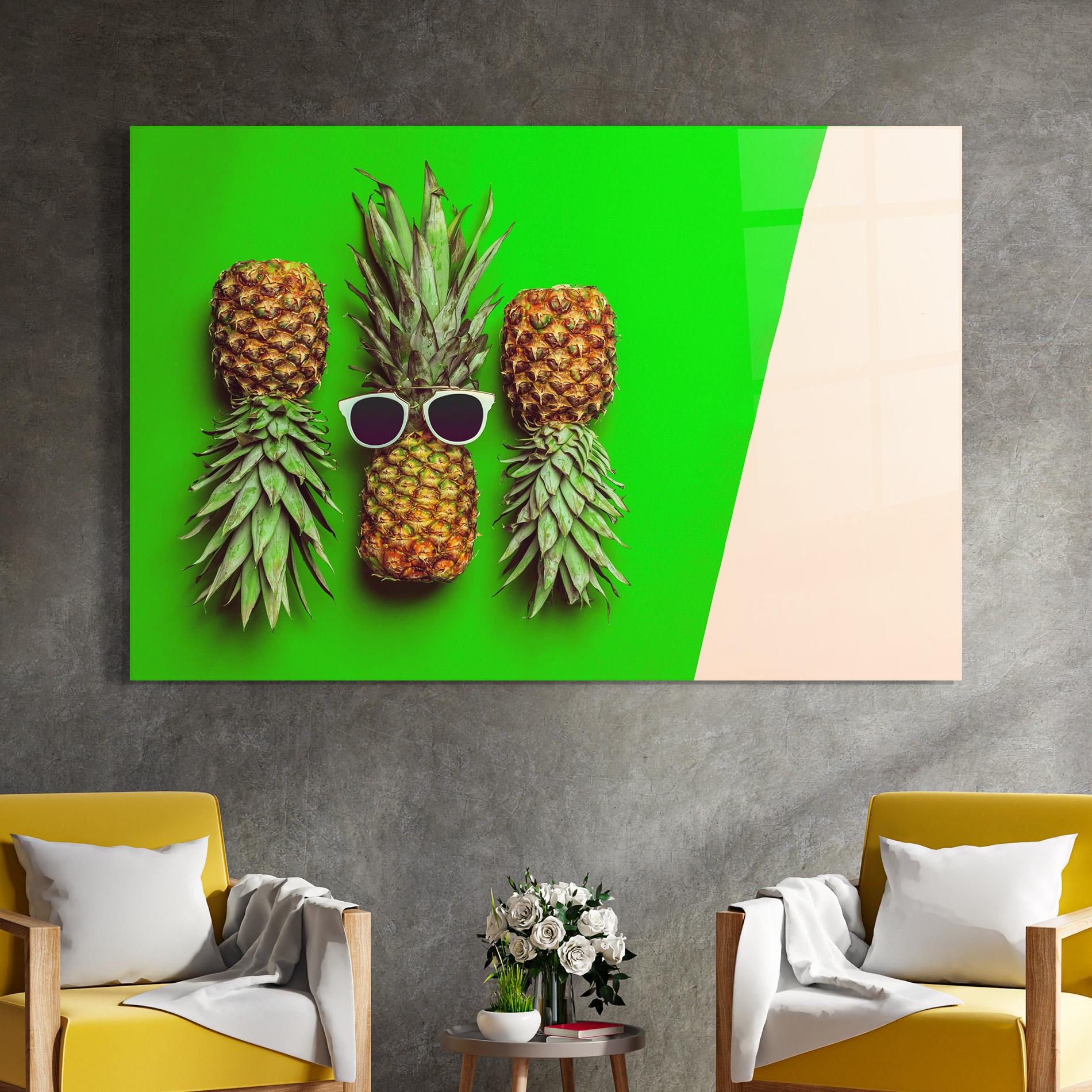 Tablou Sticla Green Pineapple mockup 4