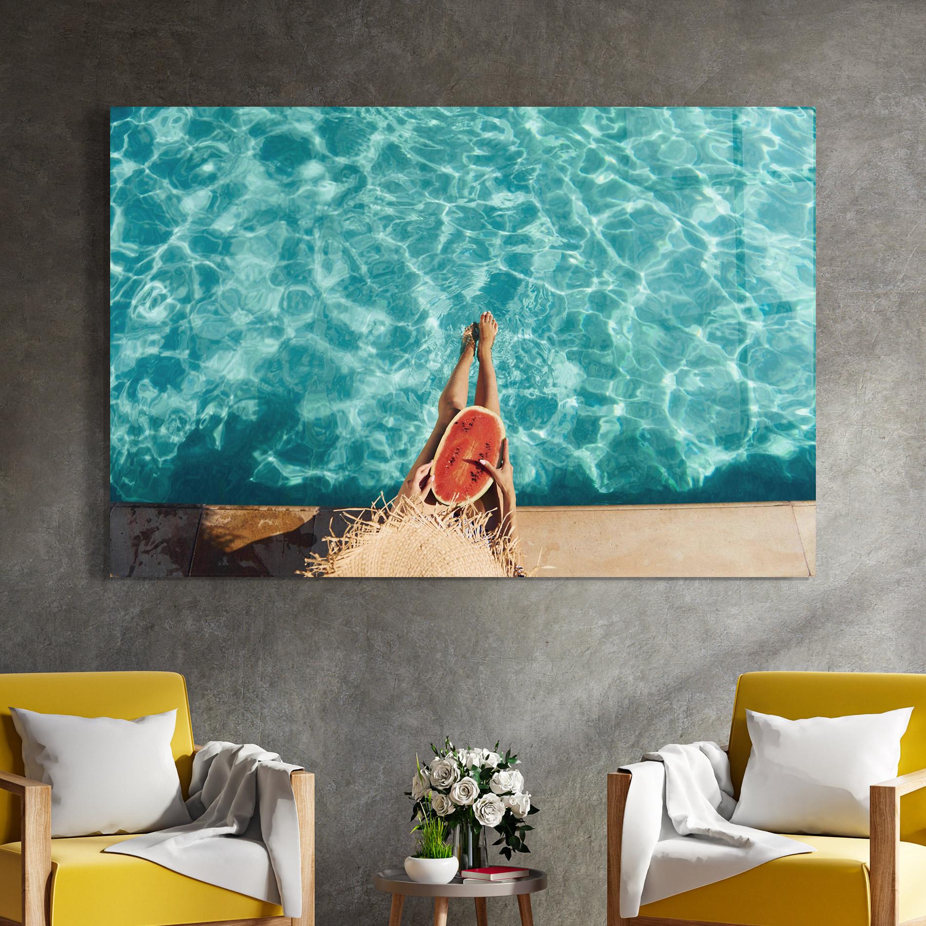 Tablou Sticla Pool Watermelon mockup 4