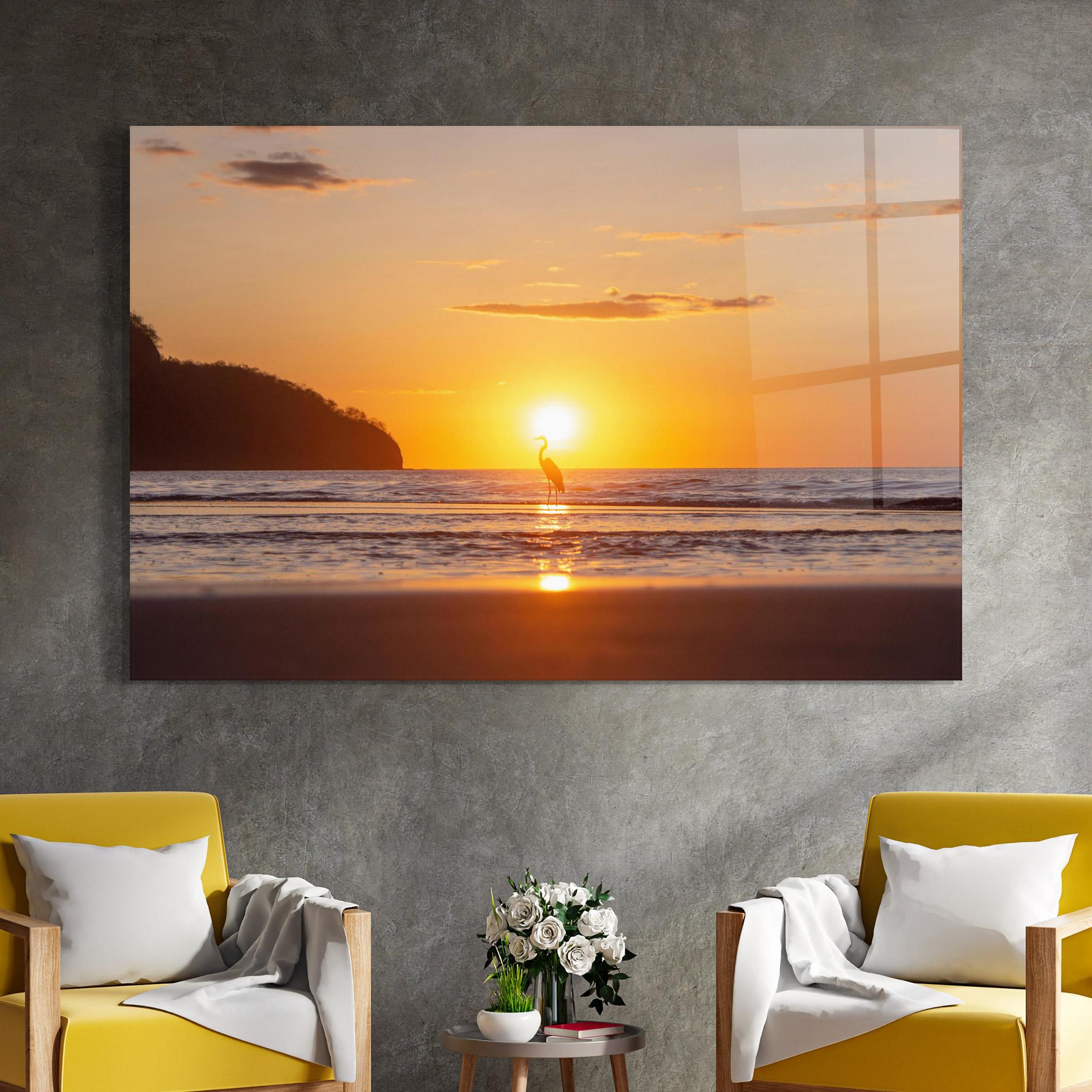 Tablou Sticla Sunset Bird Silhouette mockup 4