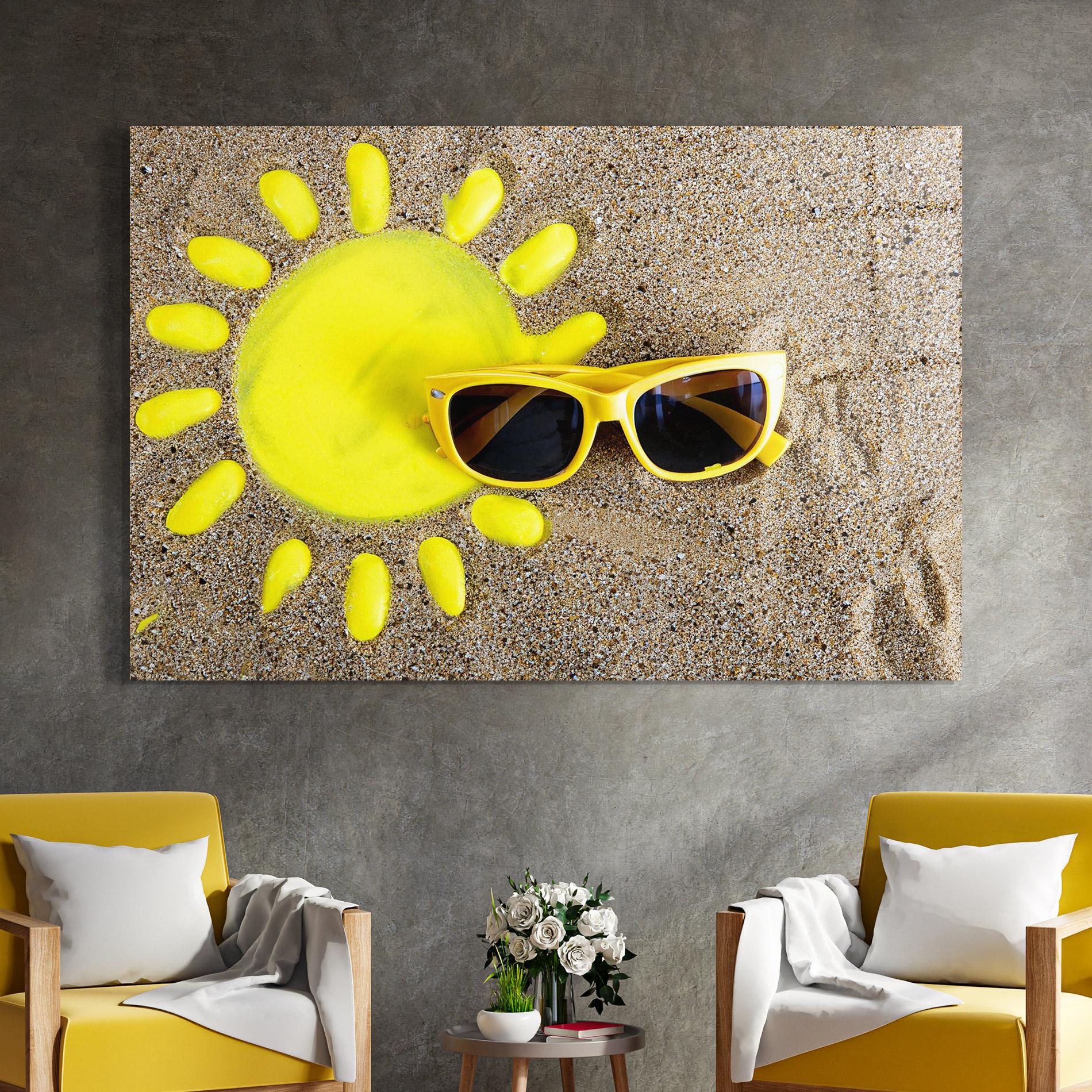 Tablou Sticla Yellow Summer Glasses mockup 4