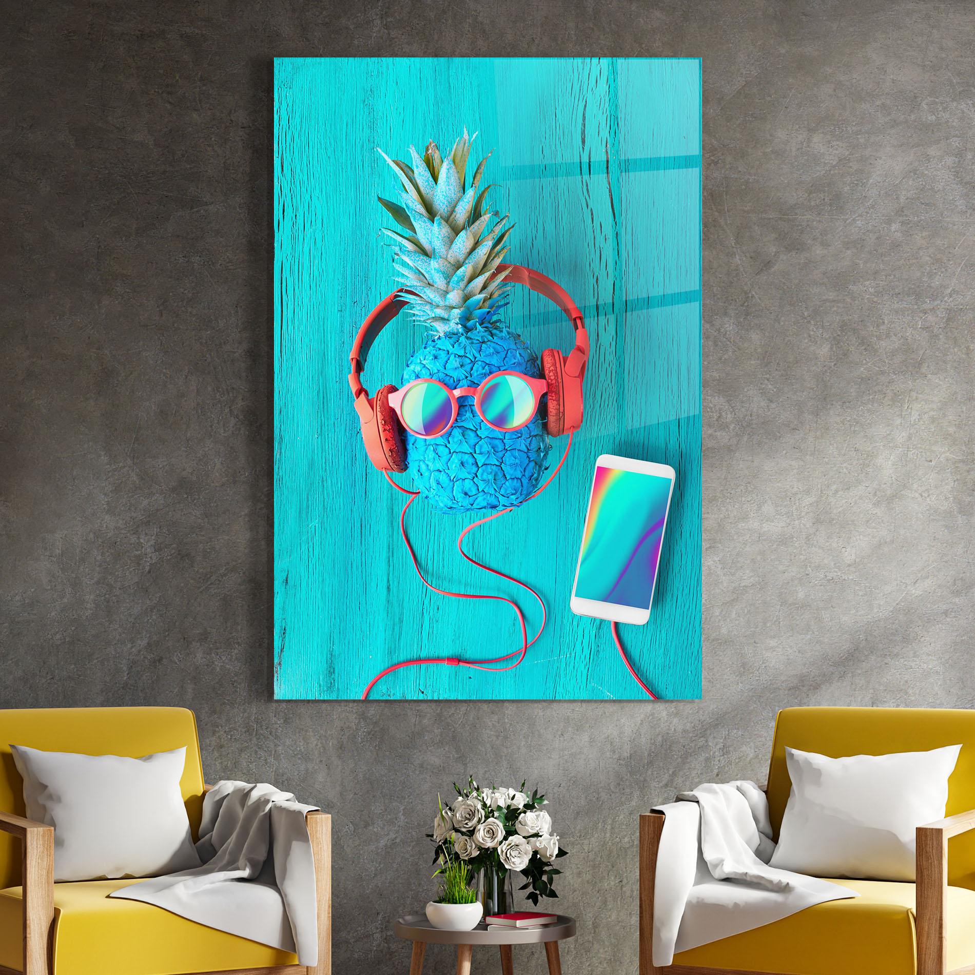 Tablou Sticla Blue Pineapple mockup 4