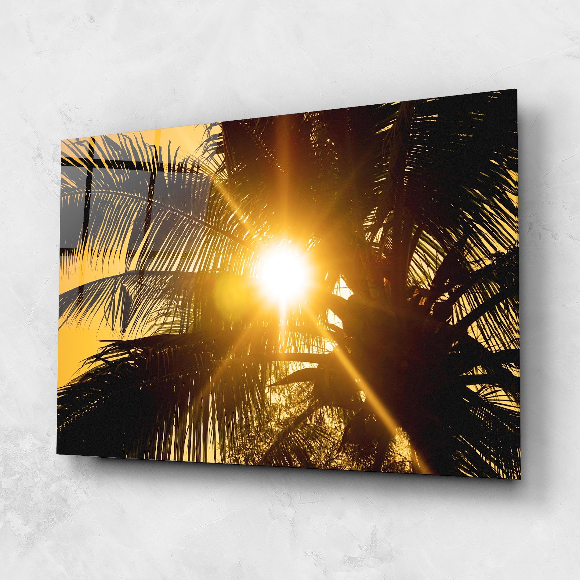 Tablou Sticla Palm Trees Sun mockup 1