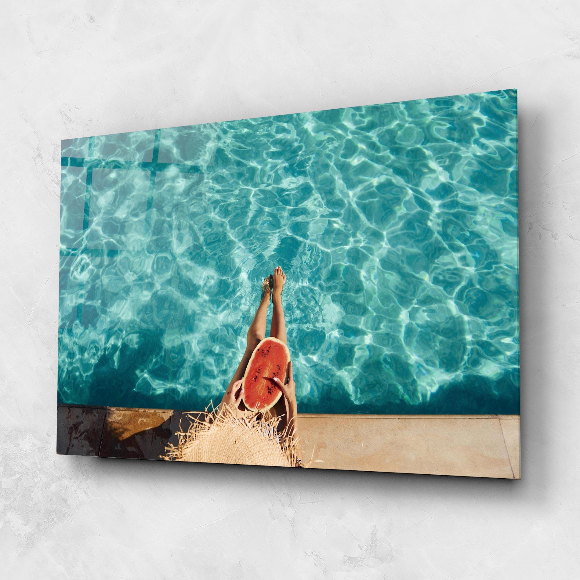 Tablou Sticla Pool Watermelon mockup 1