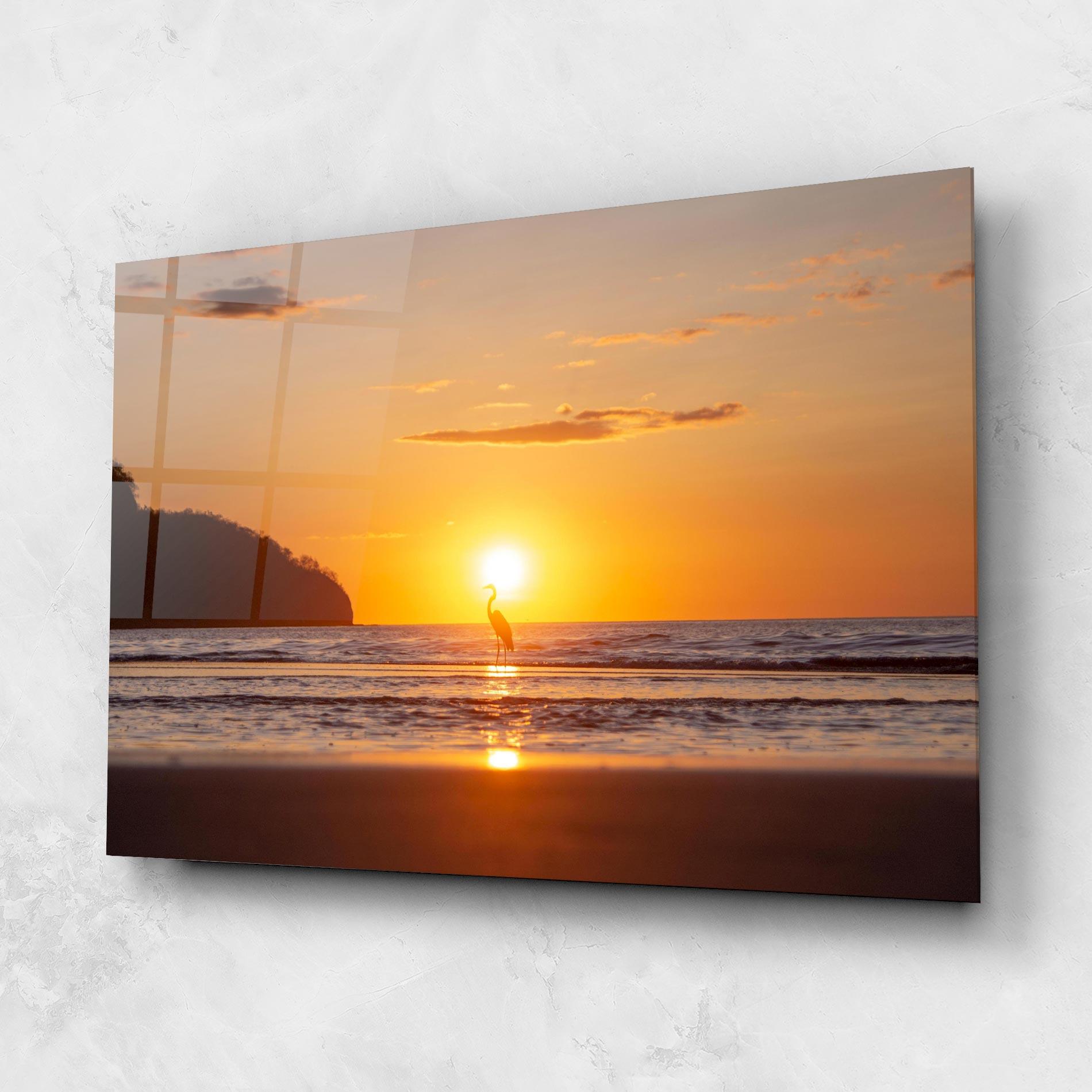 Tablou Sticla Sunset Bird Silhouette mockup 1