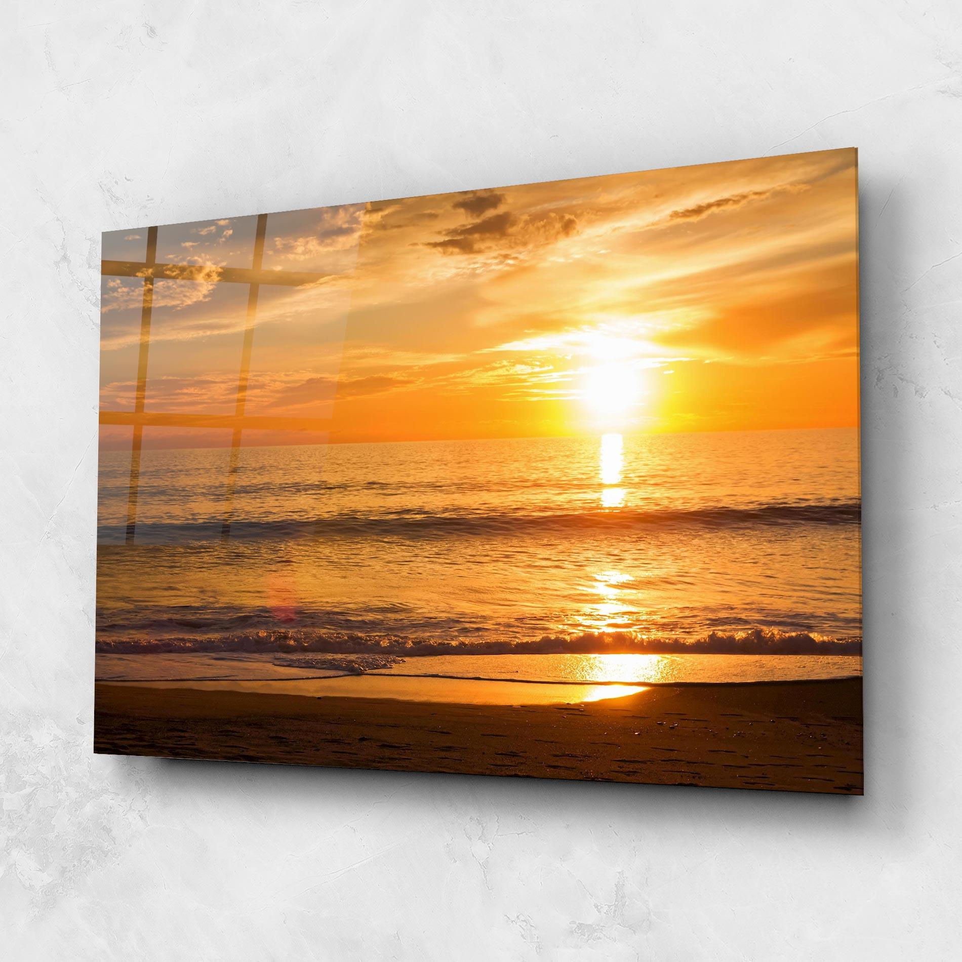 Tablou Sticla Sunset Ocean Coast mockup 1