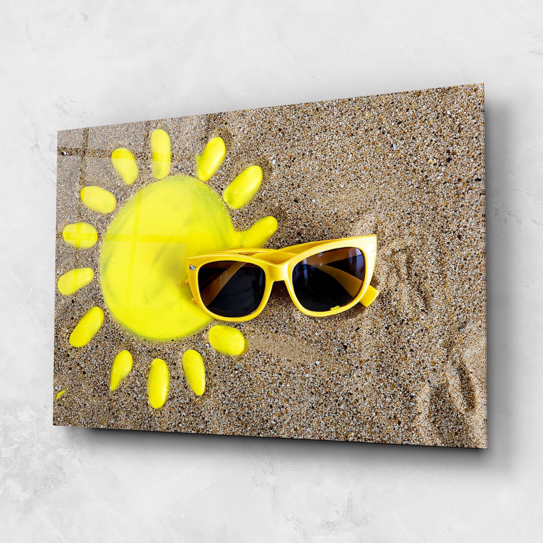 Tablou Sticla Yellow Summer Glasses mockup 1