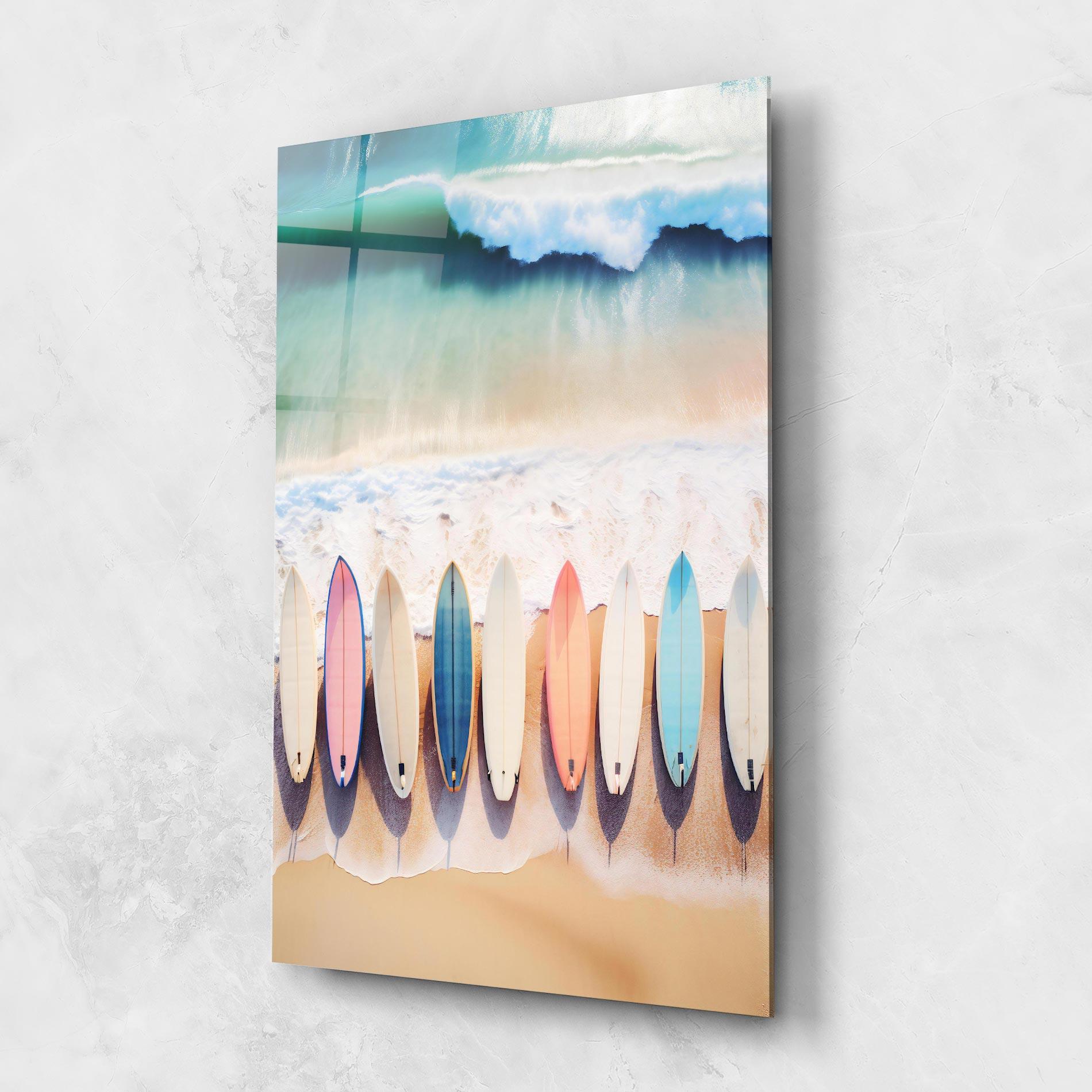 Tablou Sticla Surfboards Beach mockup 1