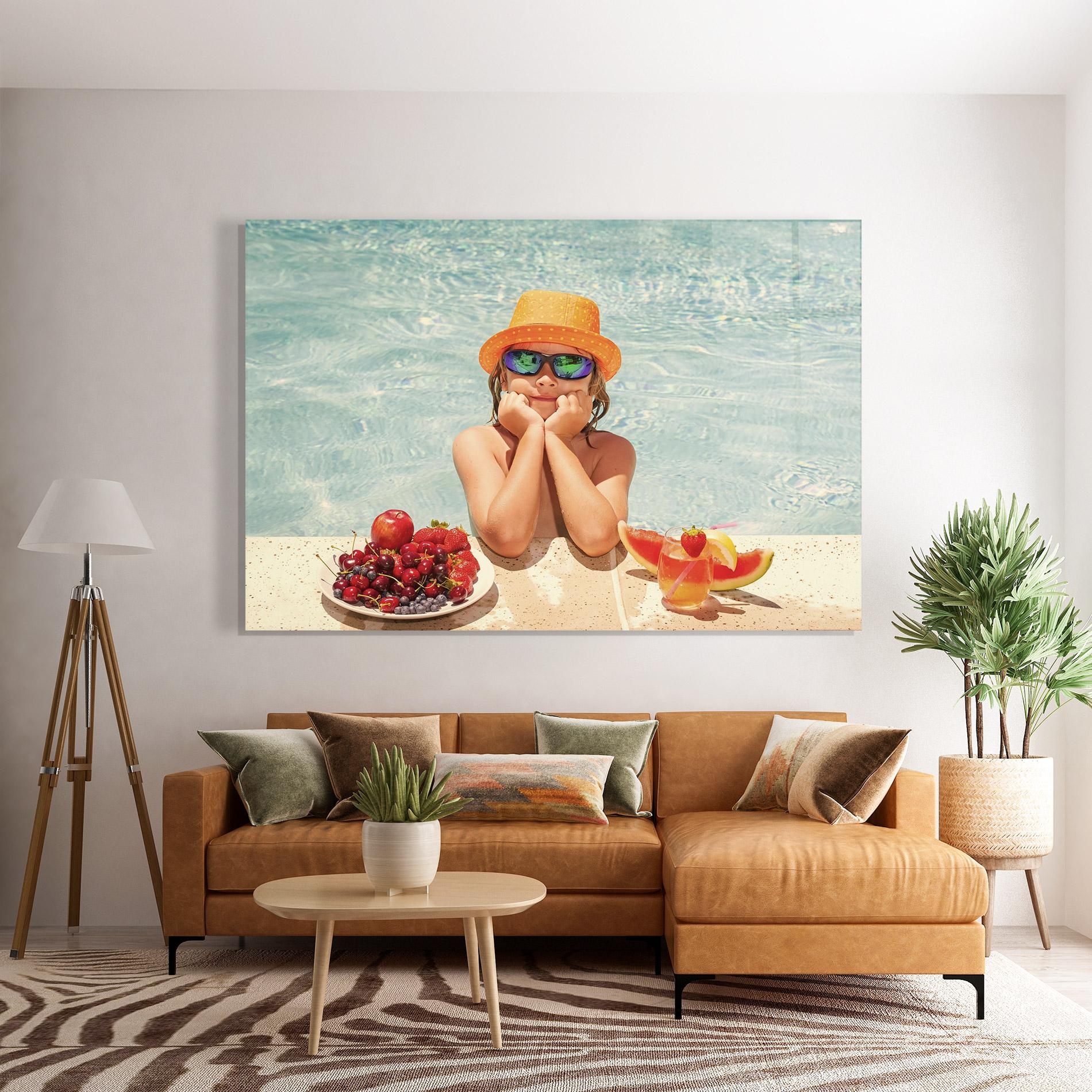 Tablou Sticla Child Swimming mockup 7
