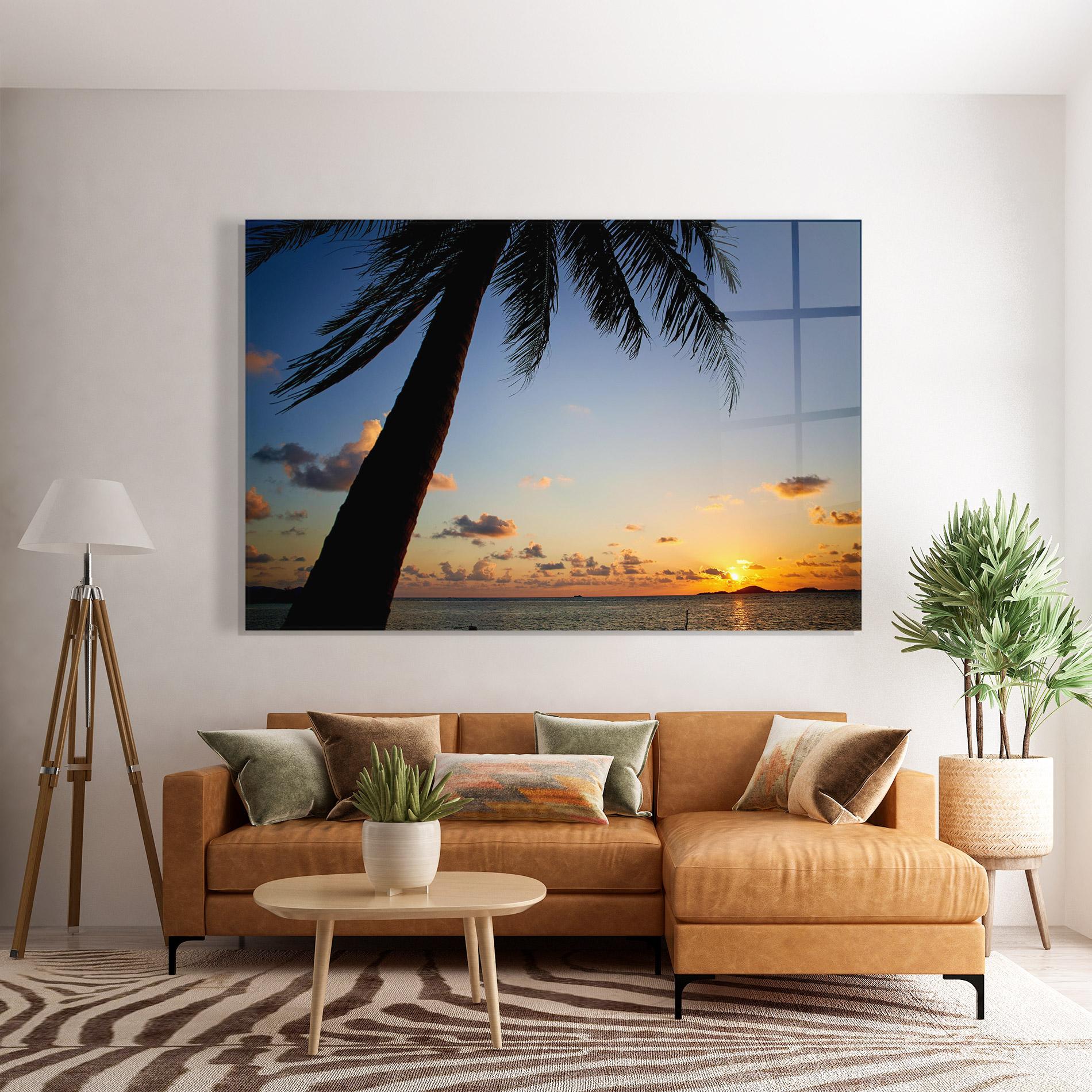 Tablou Sticla Palm Tree Silhouette mockup 7