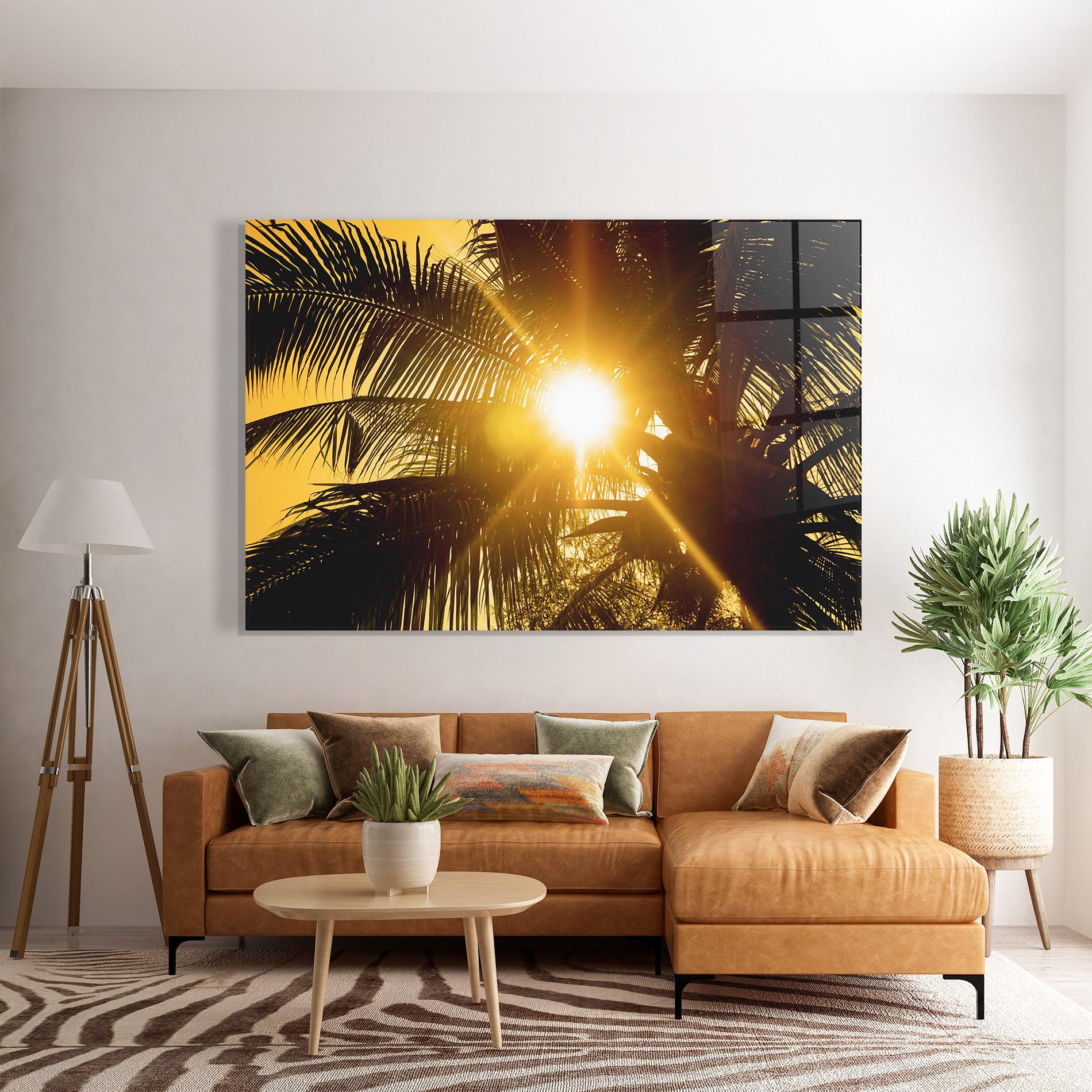 Tablou Sticla Palm Trees Sun mockup 7