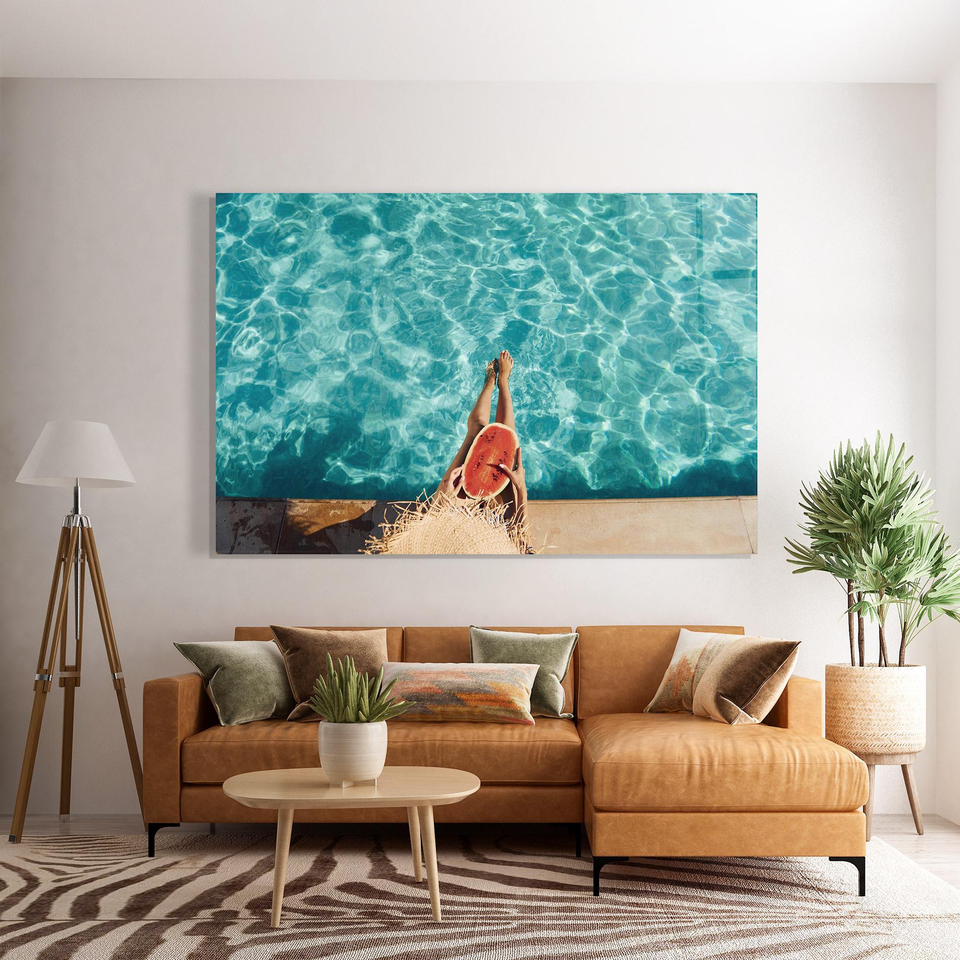 Tablou Sticla Pool Watermelon mockup 7