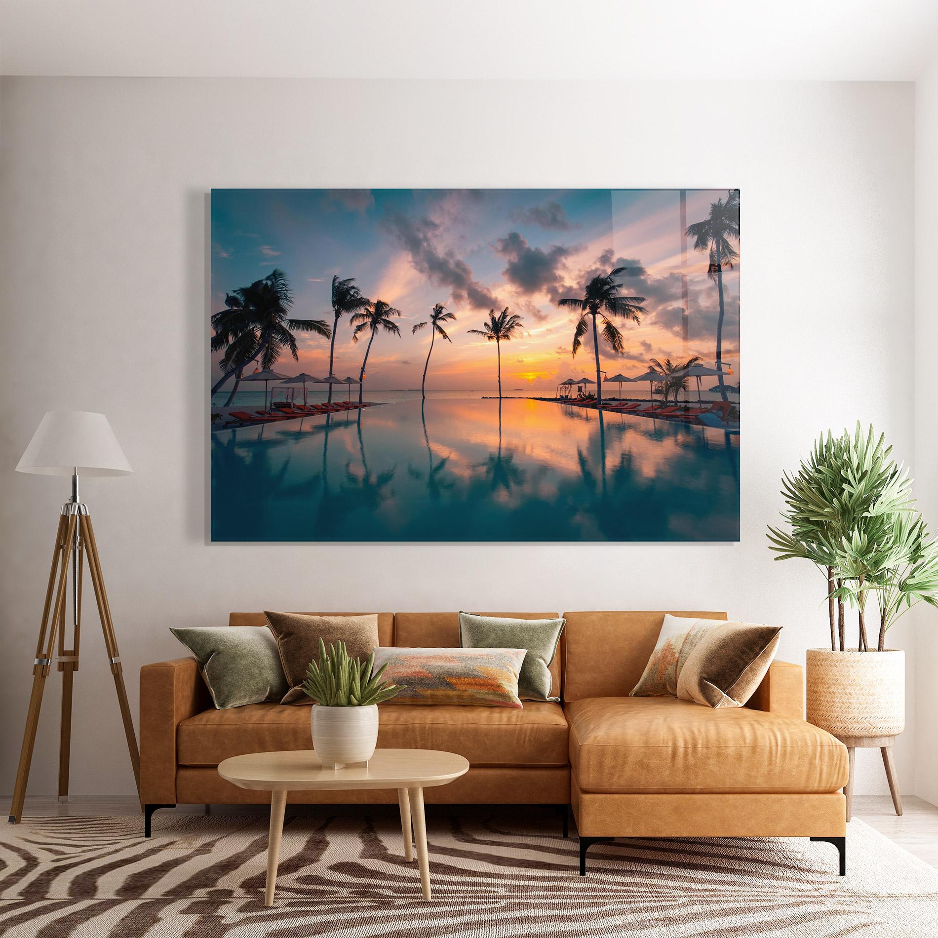 Tablou Sticla Tropical Beach mockup 7