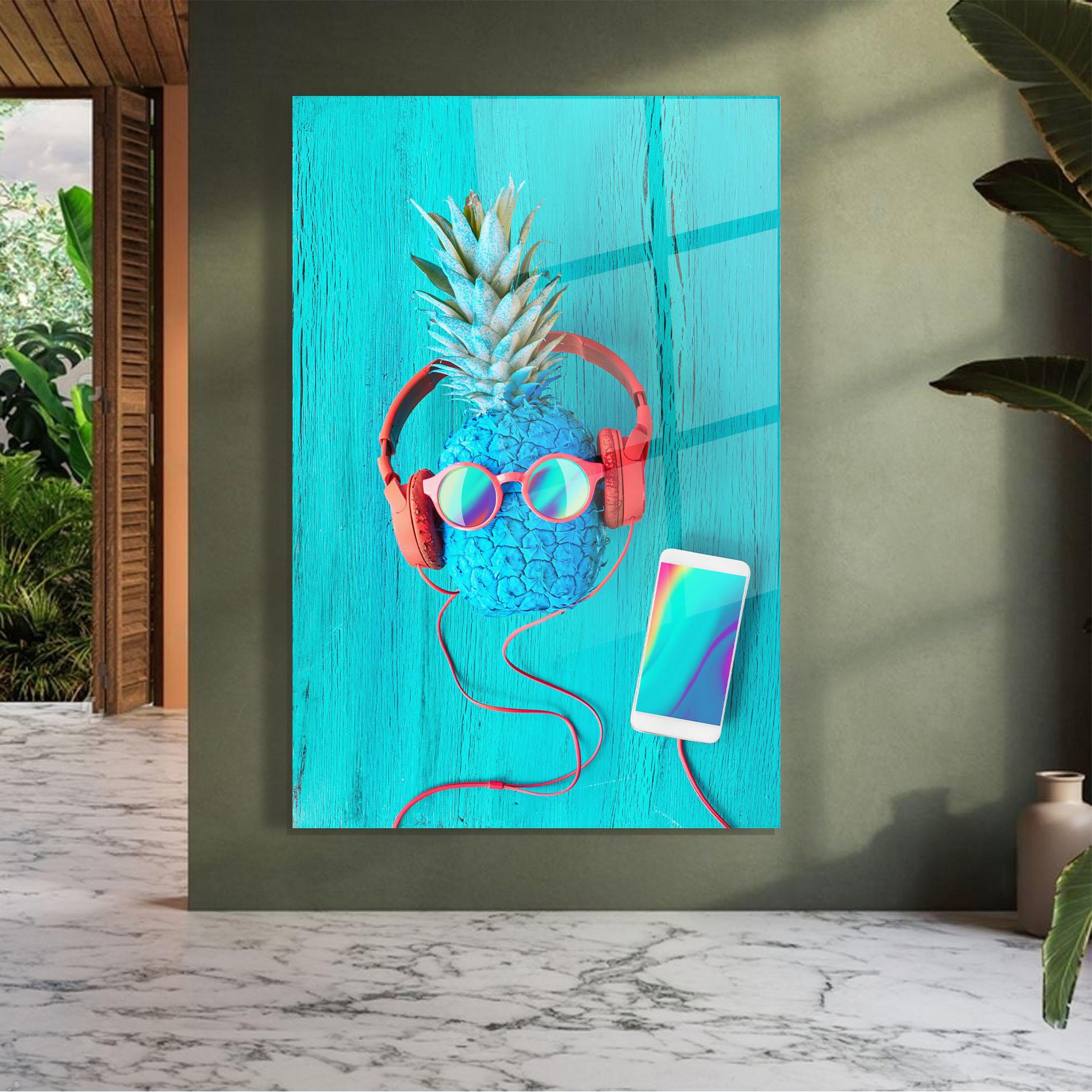 Tablou Sticla Blue Pineapple mockup 7