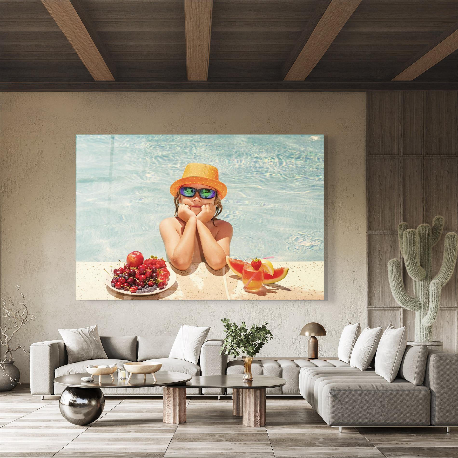 Tablou Sticla Child Swimming mockup 8
