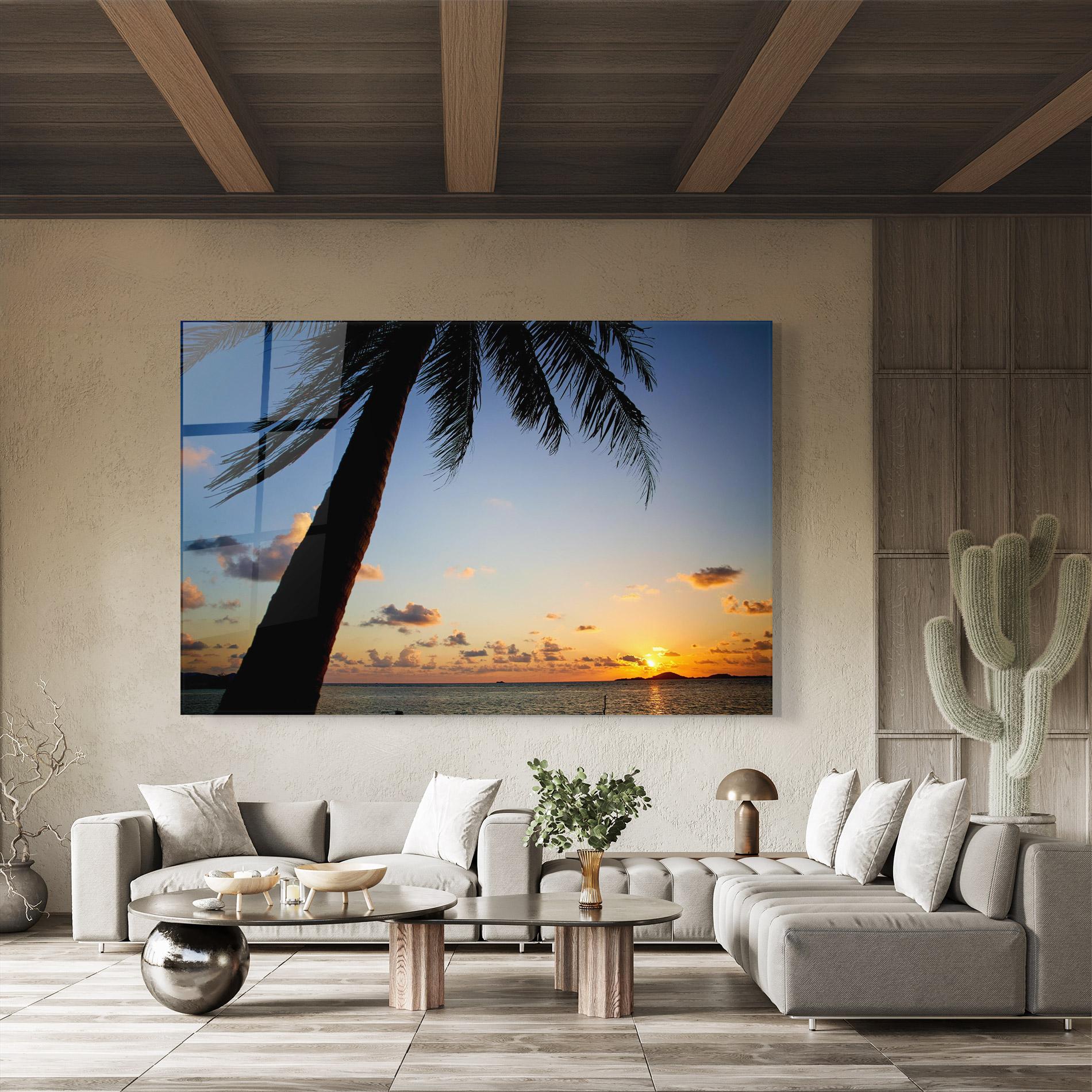 Tablou Sticla Palm Tree Silhouette mockup 8