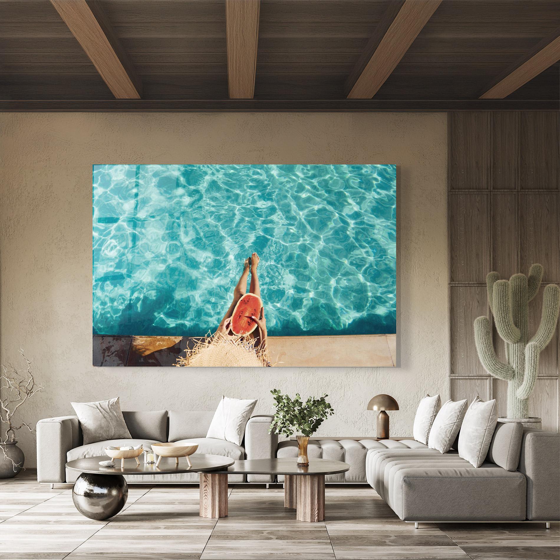 Tablou Sticla Pool Watermelon mockup 8