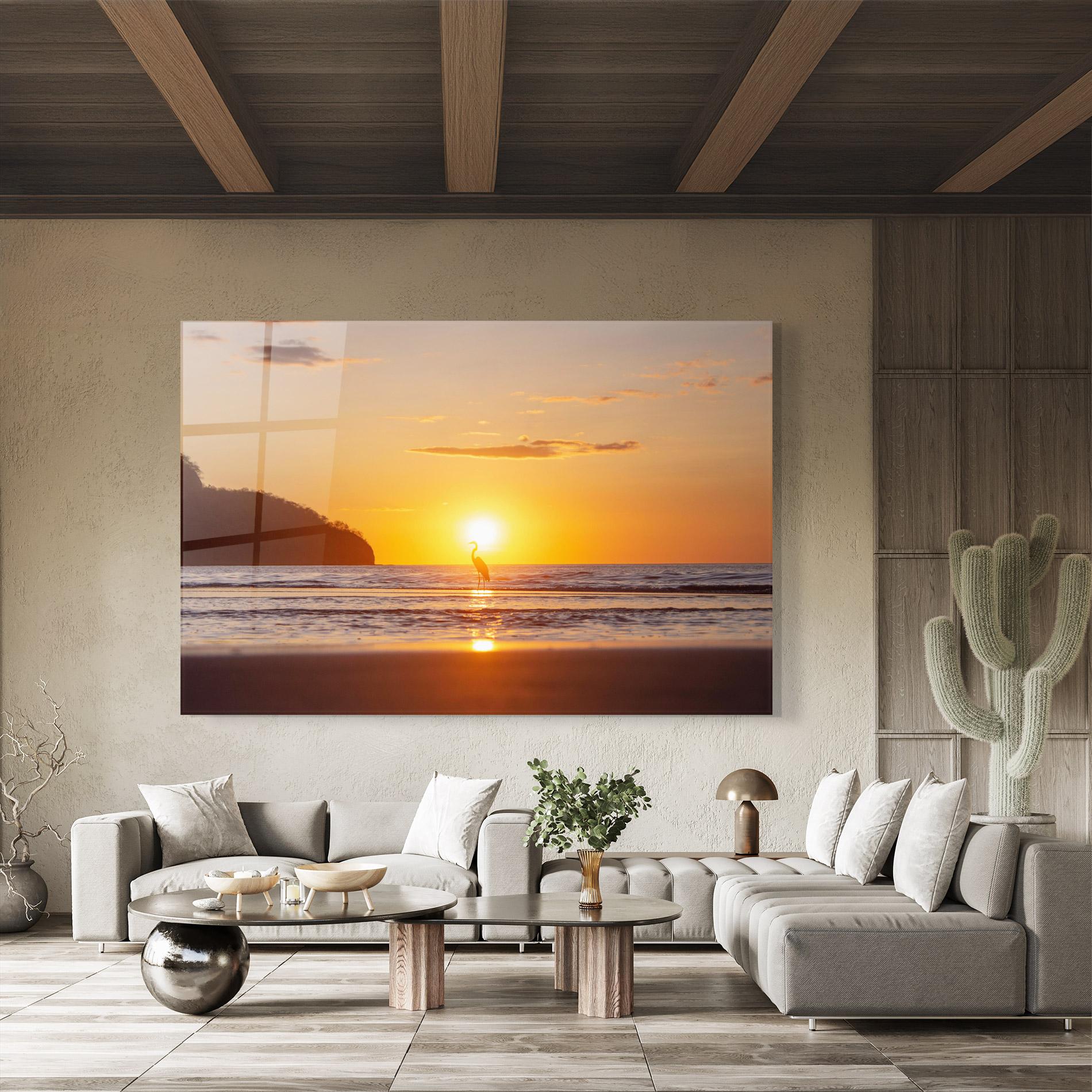 Tablou Sticla Sunset Bird Silhouette mockup 8