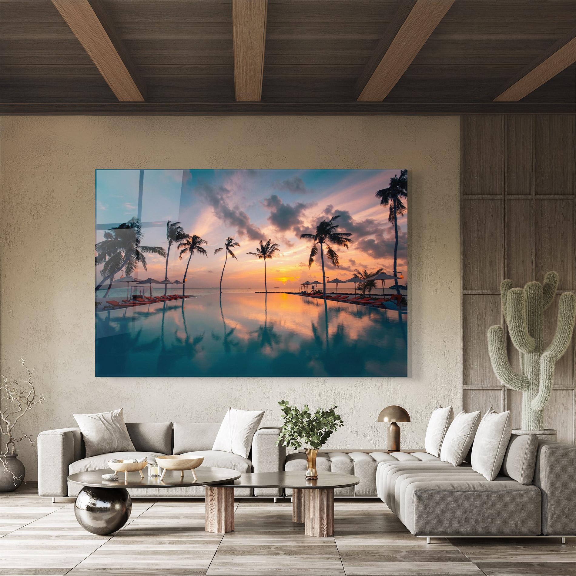 Tablou Sticla Tropical Beach mockup 8