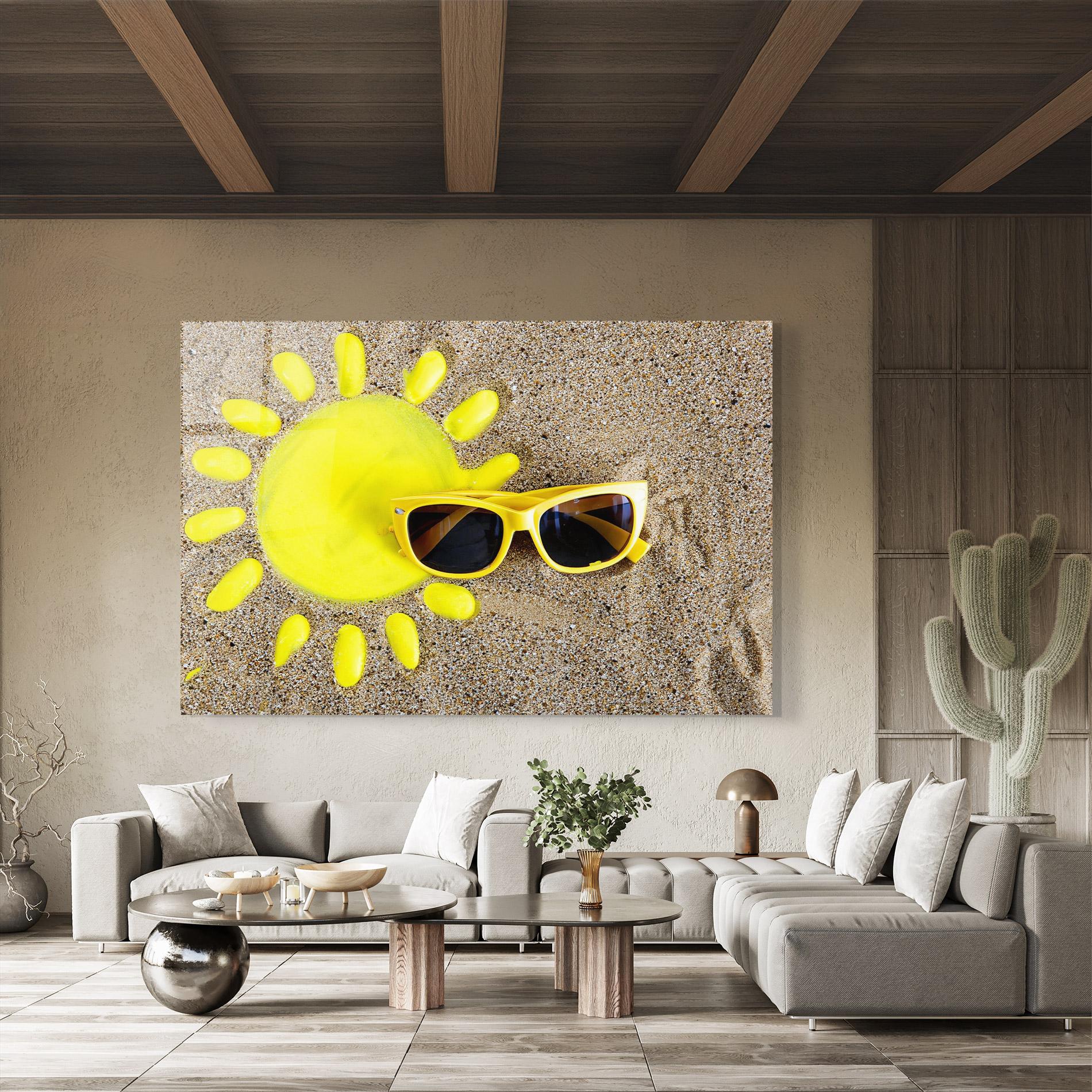 Tablou Sticla Yellow Summer Glasses mockup 8