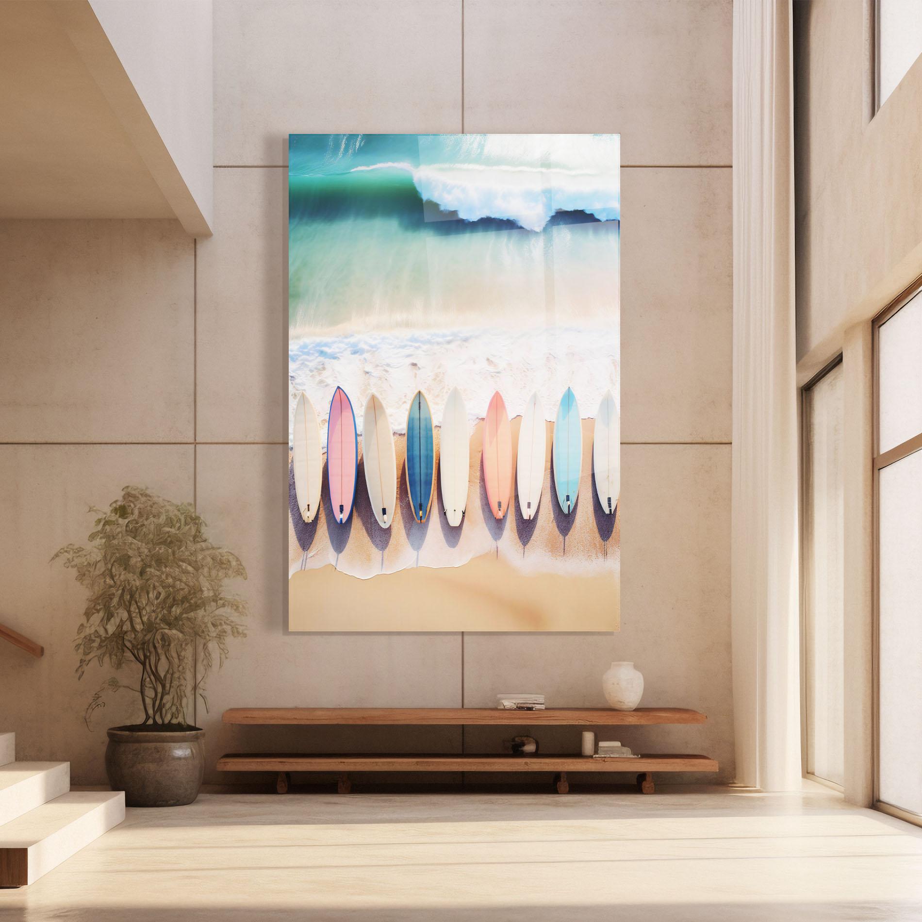 Tablou Sticla Surfboards Beach mockup 8