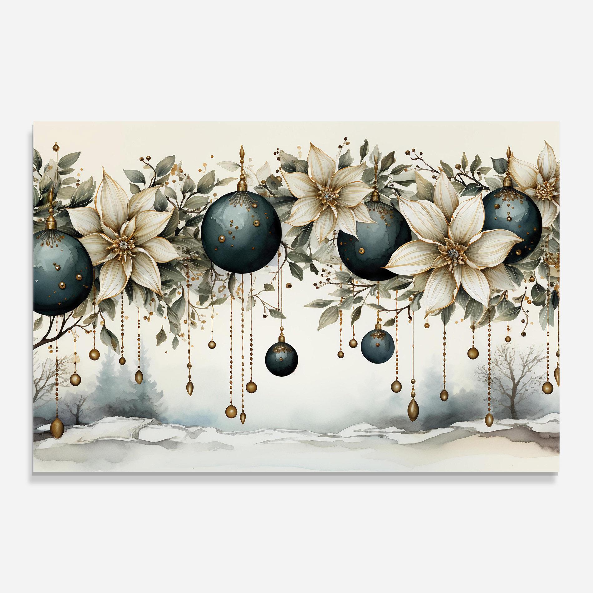 Tablou Sticla Christmas Flowers Art mockup 0