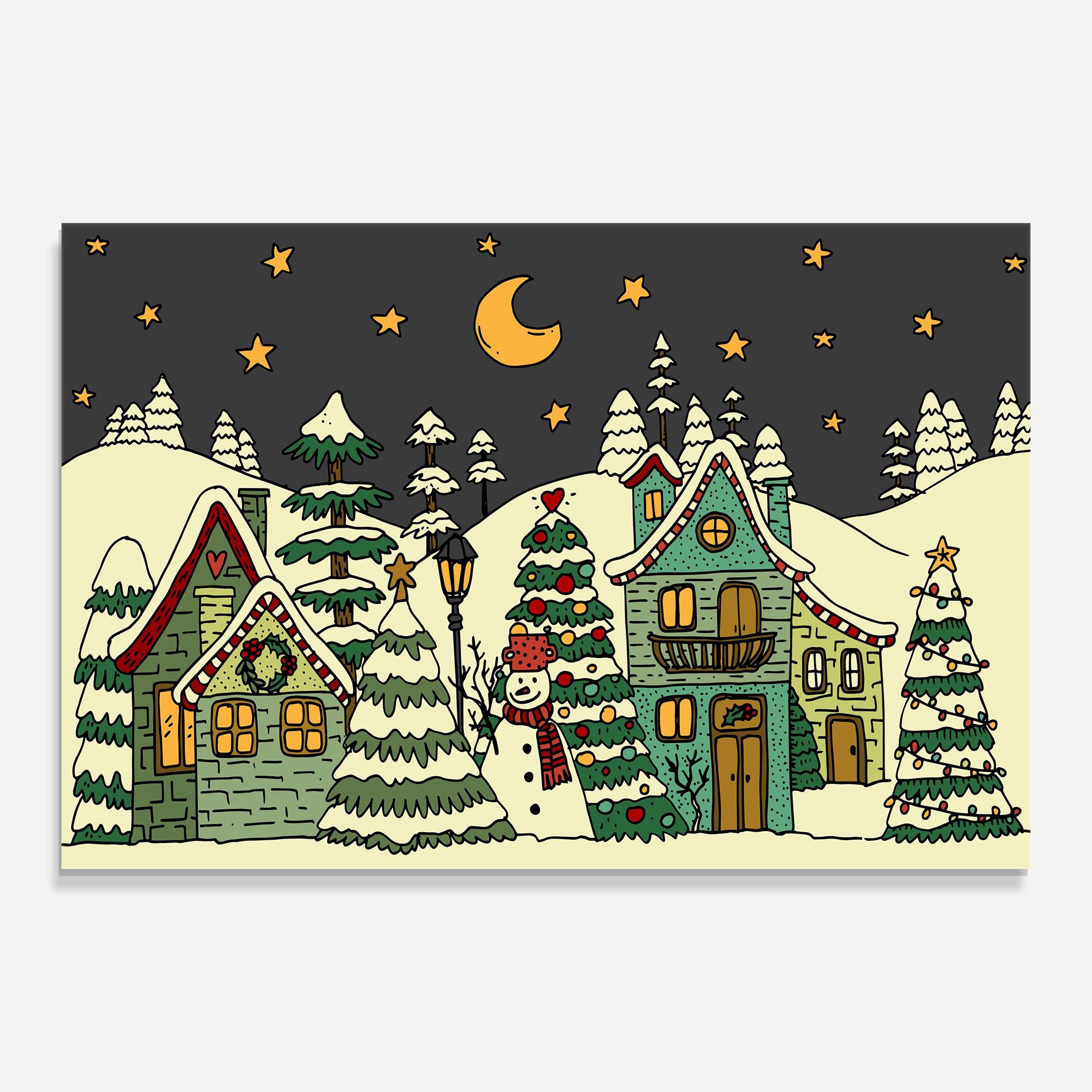 Tablou Sticla House With Snow mockup 0