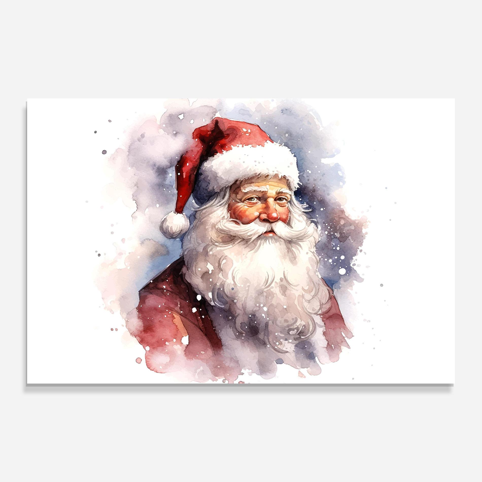 Tablou Sticla Watercolor Santa mockup 0
