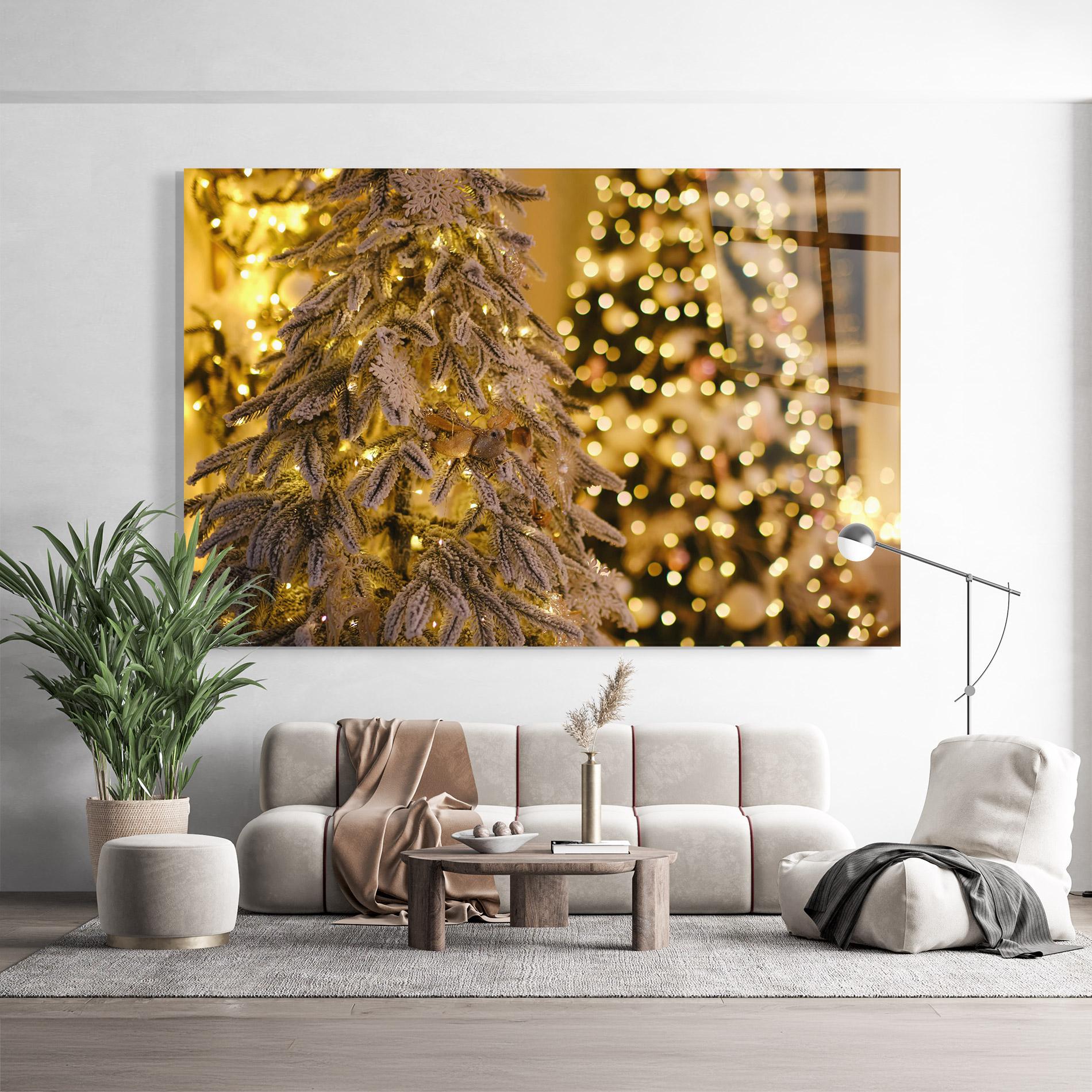 Tablou Sticla Beautiful Christmas Lights mockup 9