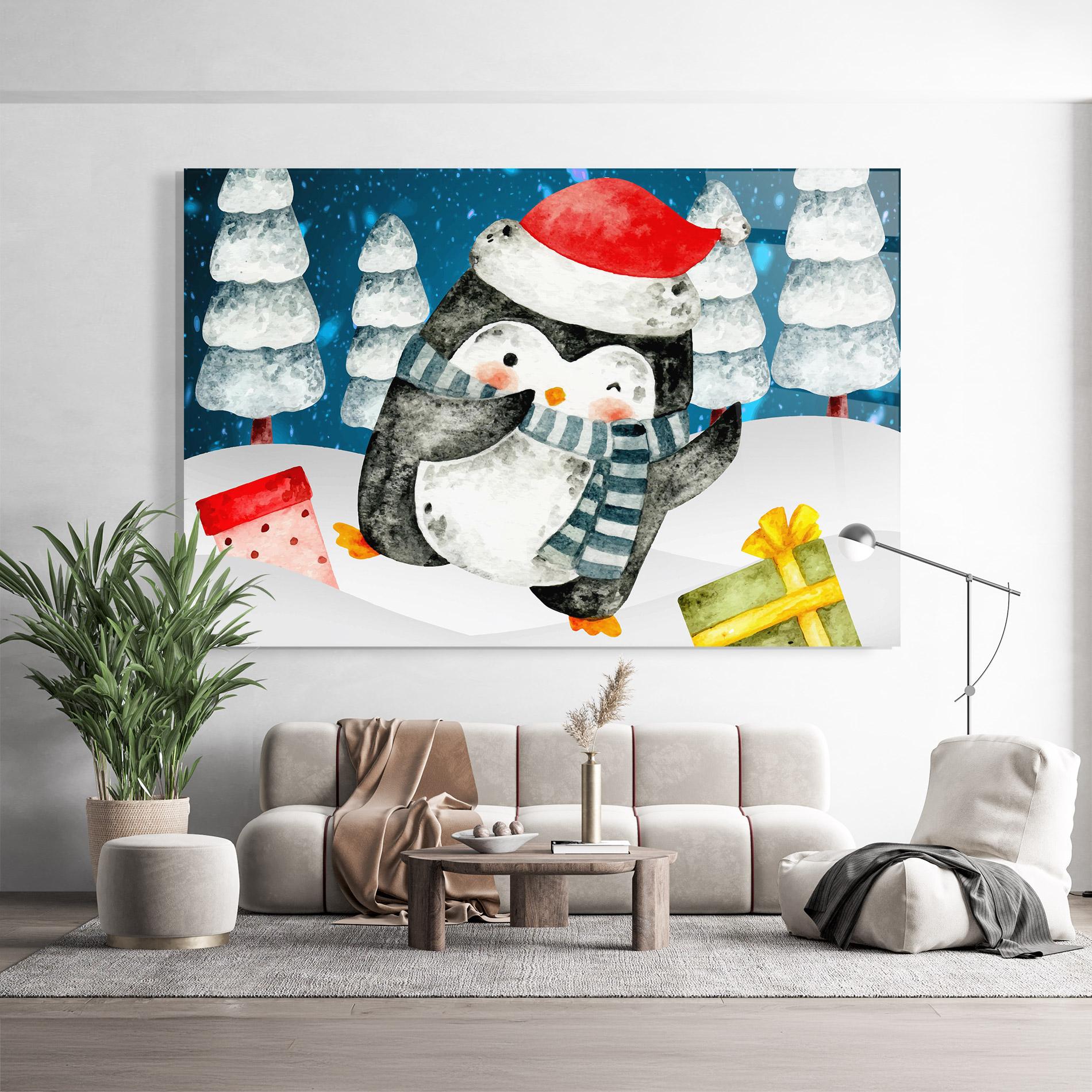 Tablou Sticla Blue Pinguin mockup 9