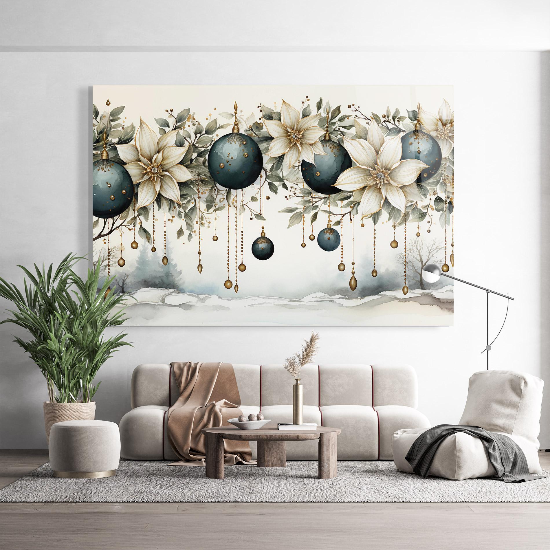 Tablou Sticla Christmas Flowers Art mockup 9