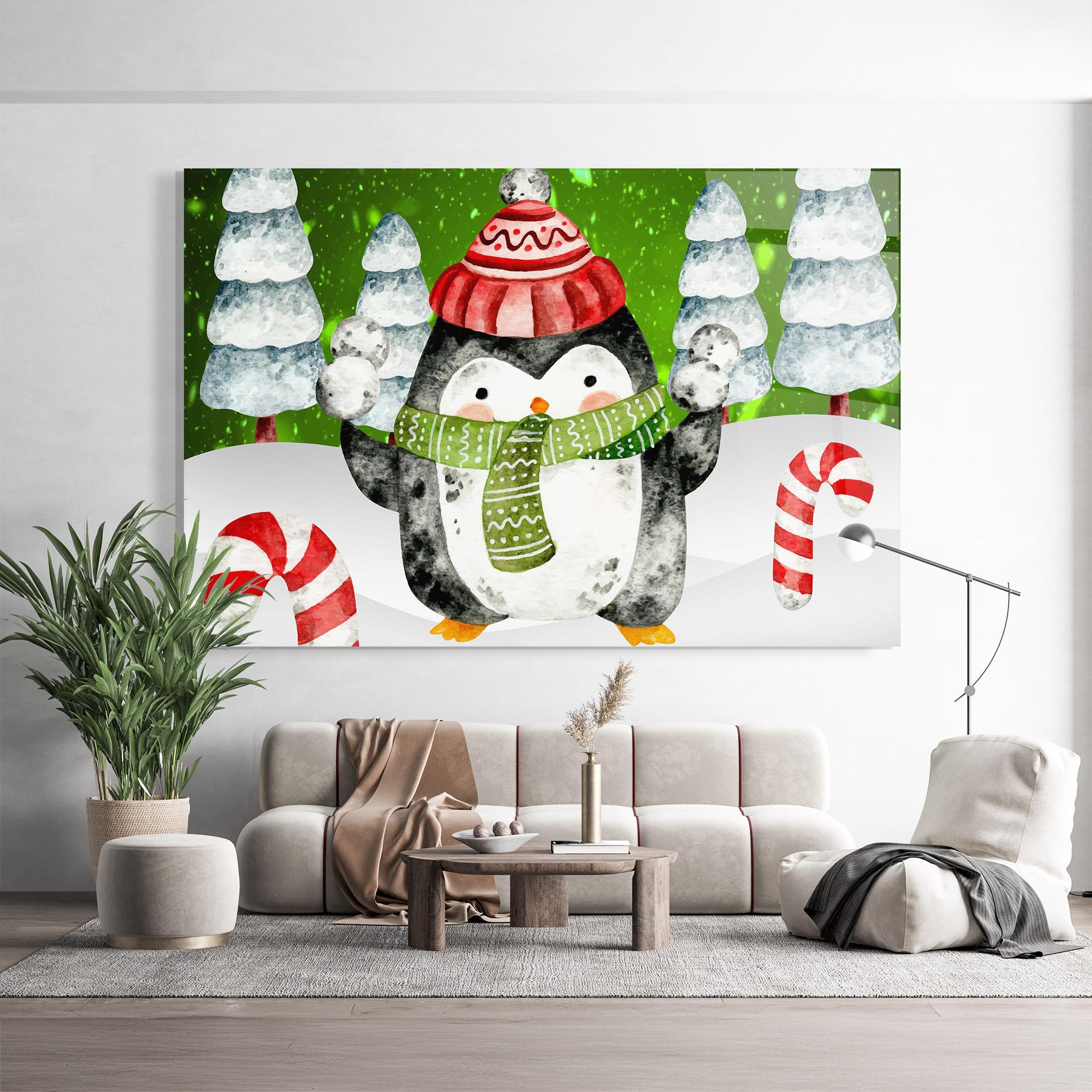 Tablou Sticla Green Pinguin mockup 9