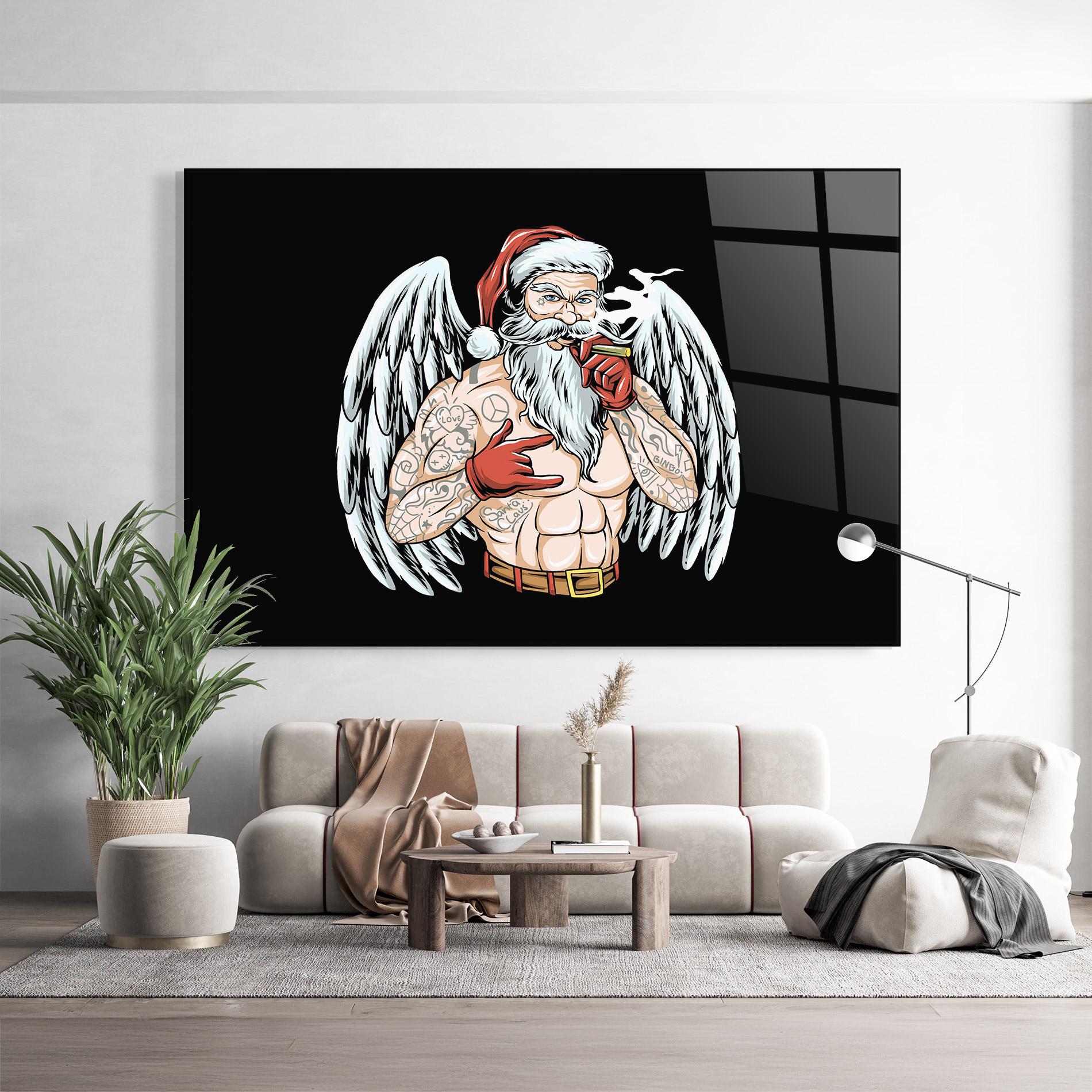 Tablou Sticla Santa Wings mockup 9