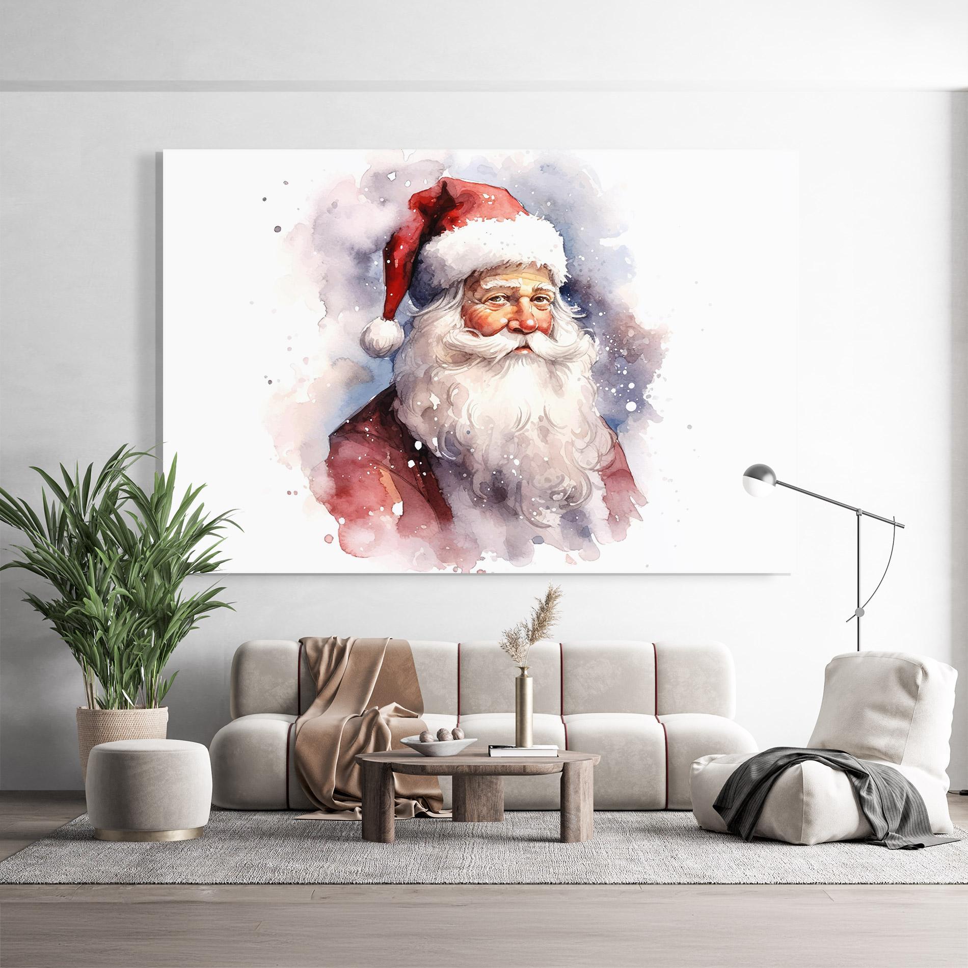 Tablou Sticla Watercolor Santa mockup 9