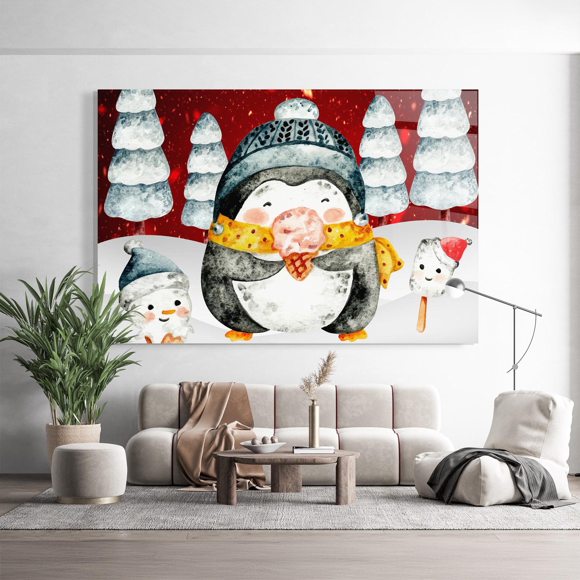 Tablou Sticla Yellow Pinguin mockup 9