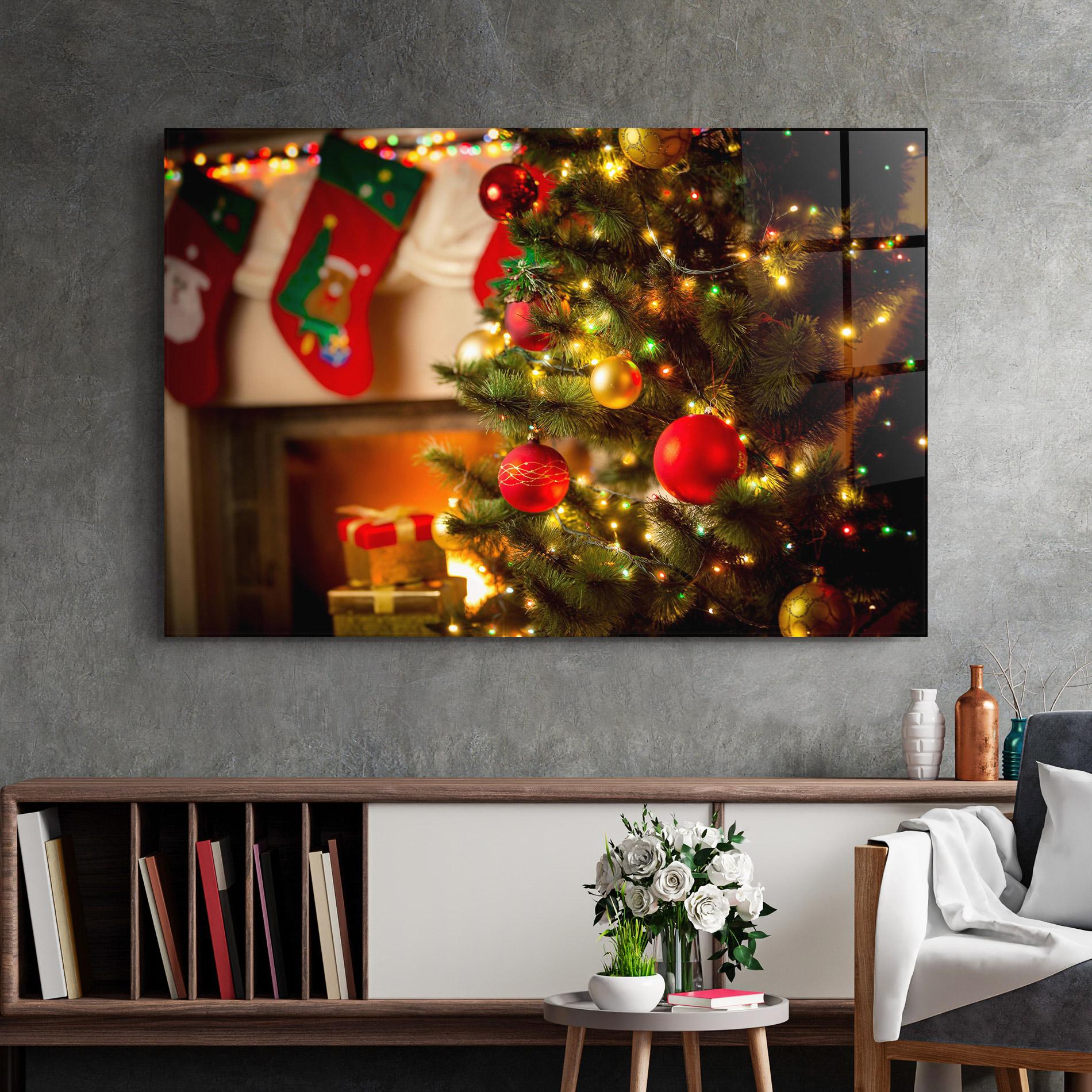 Tablou Sticla Beautiful Fireplace mockup 2