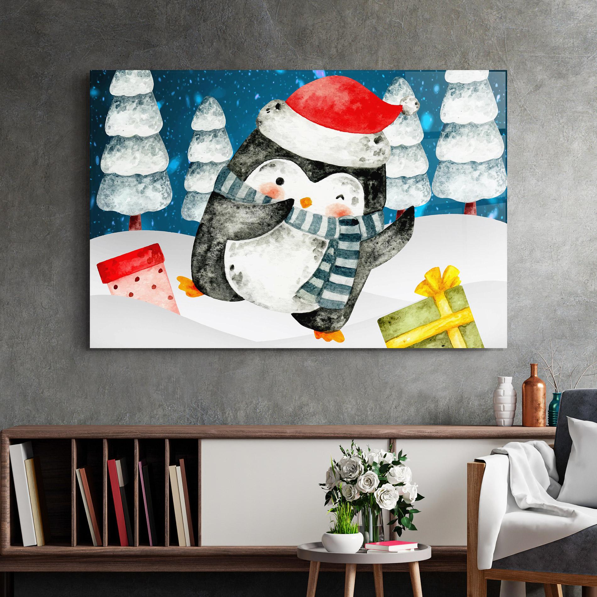 Tablou Sticla Blue Pinguin mockup 2