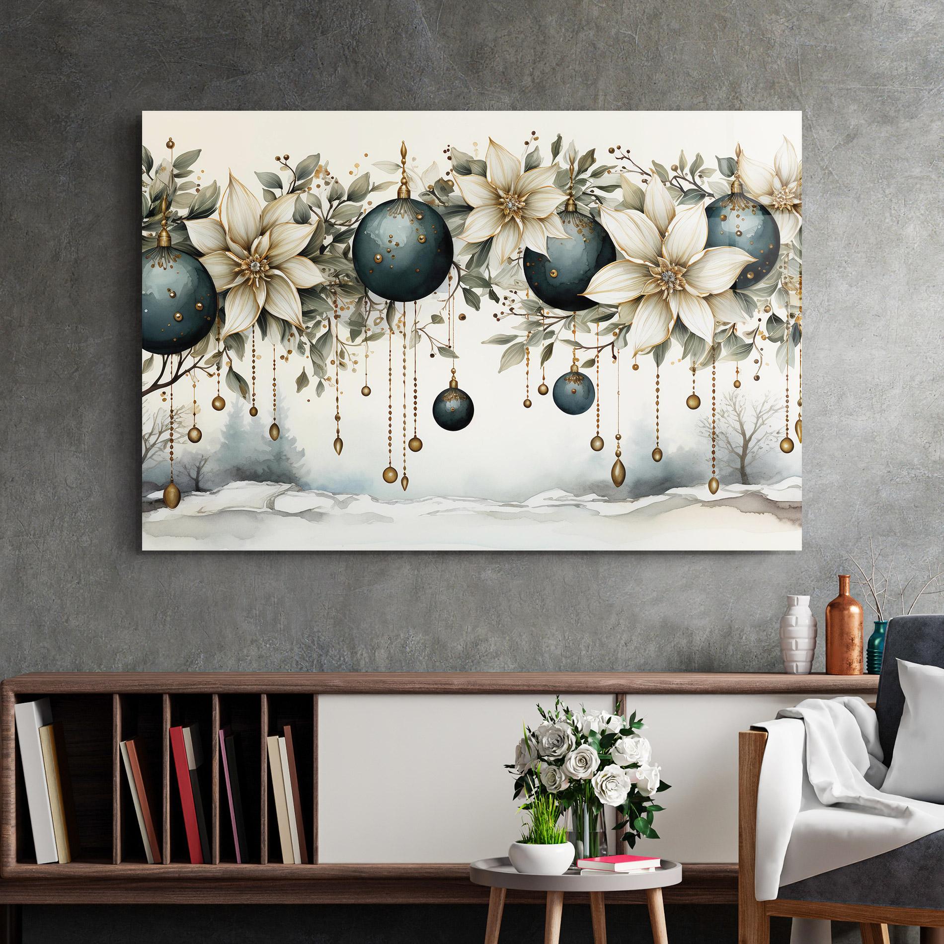 Tablou Sticla Christmas Flowers Art mockup 2