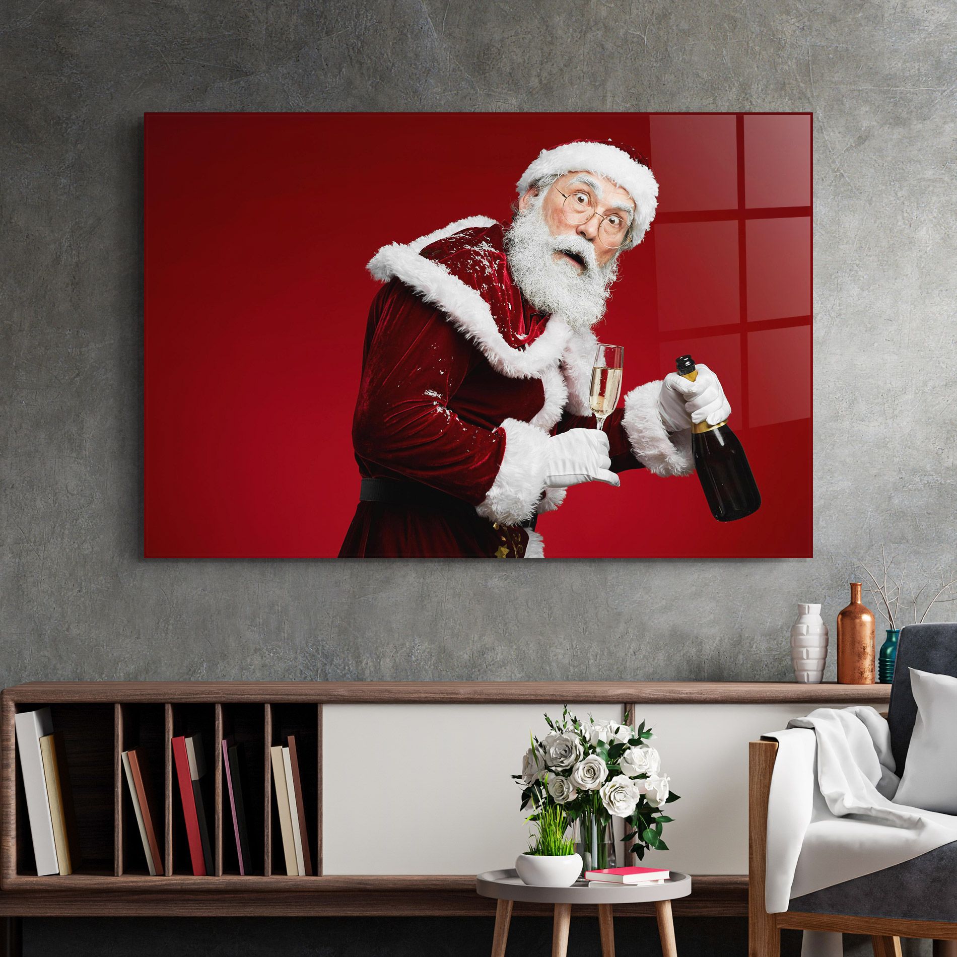Holding Champagne Santa mockup 2