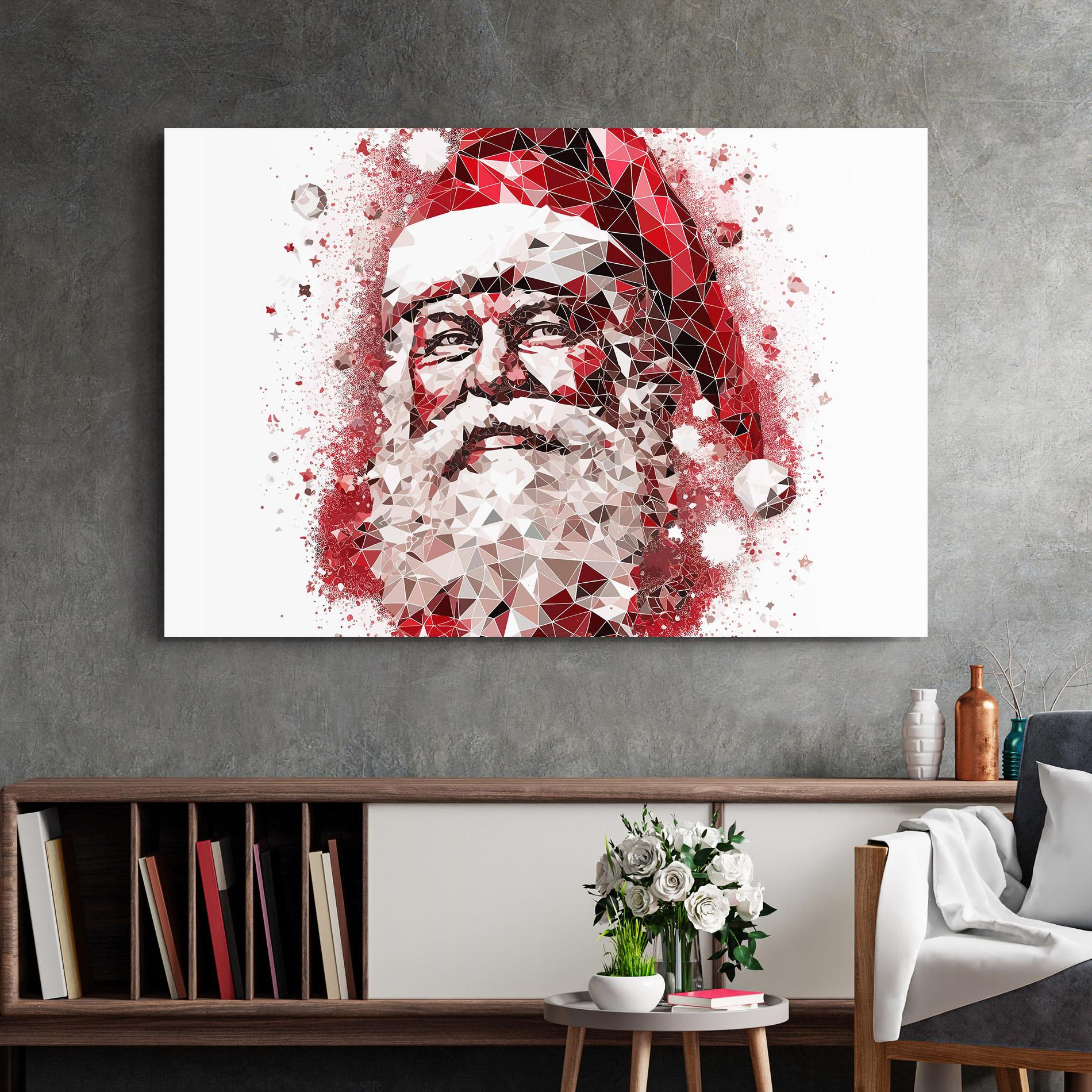 Tablou Sticla Red Santa Art mockup 2