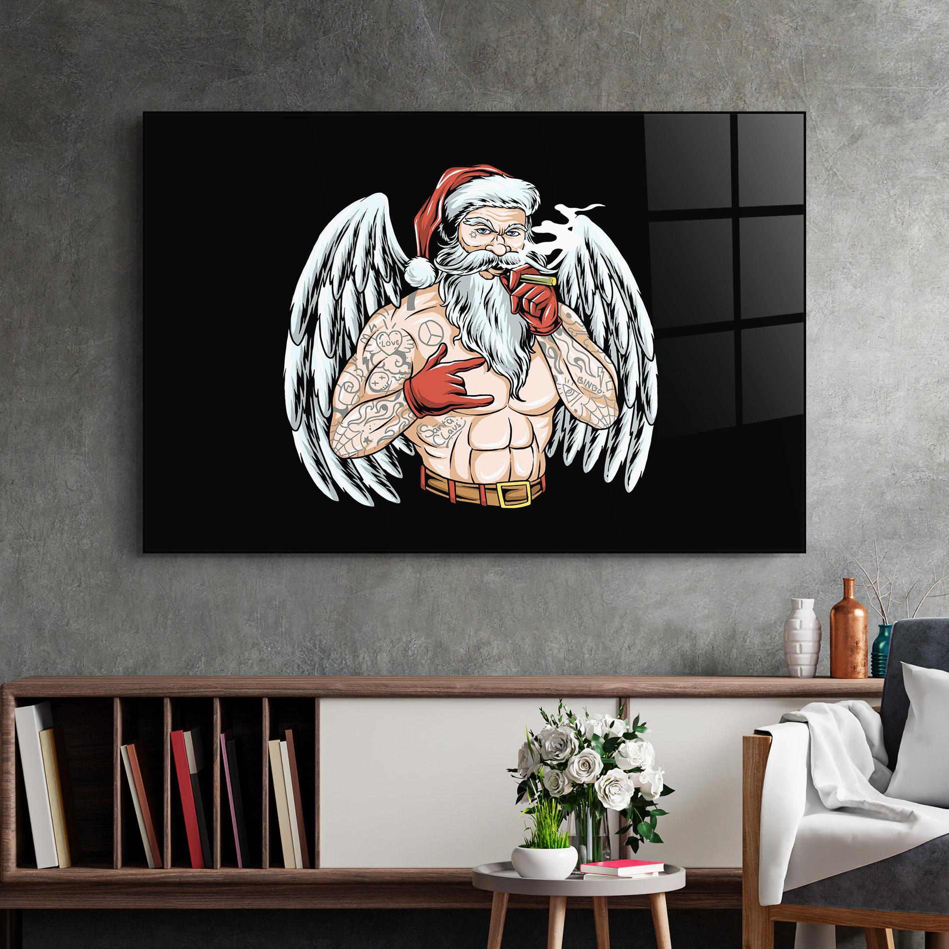 Tablou Sticla Santa Wings mockup 2