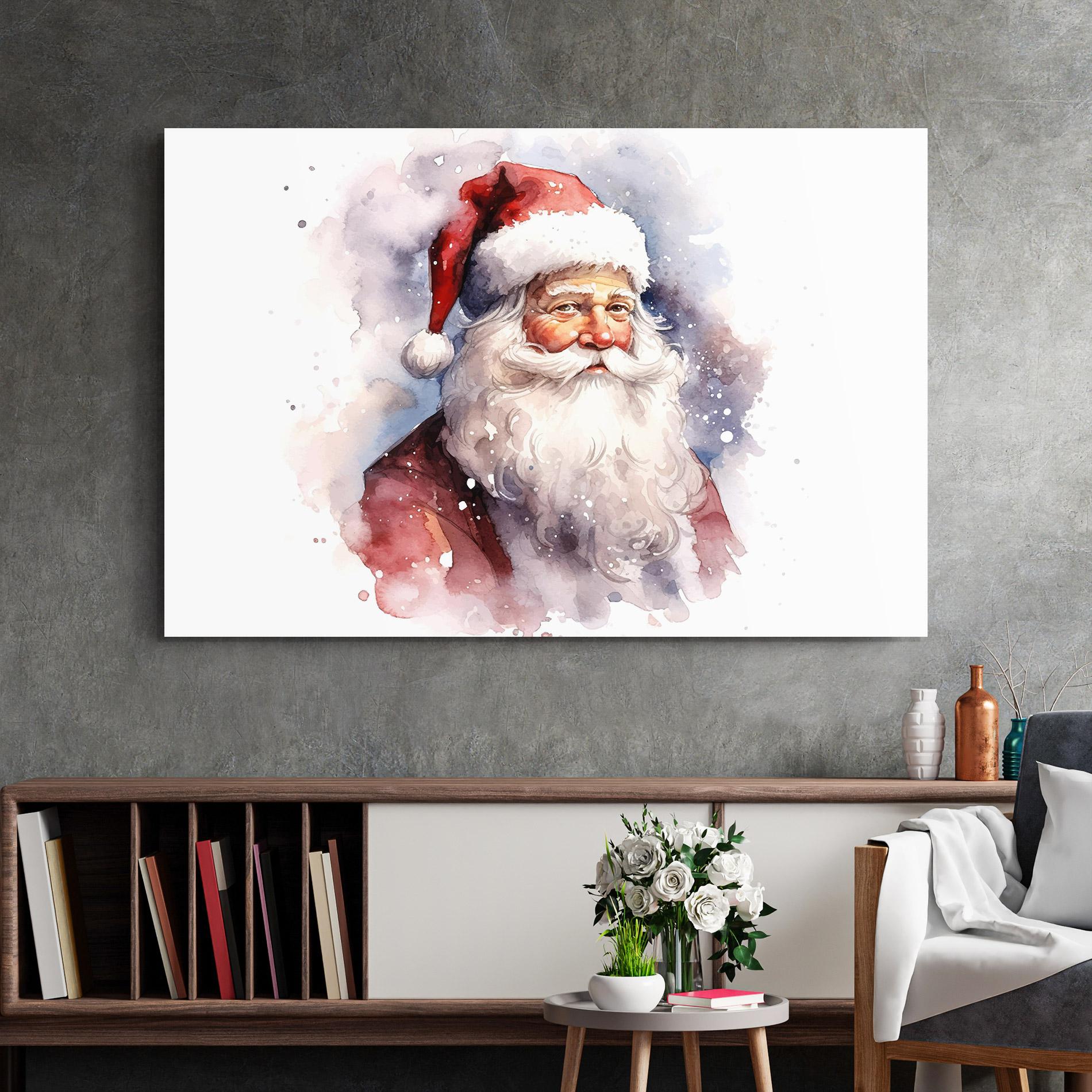 Tablou Sticla Watercolor Santa mockup 2