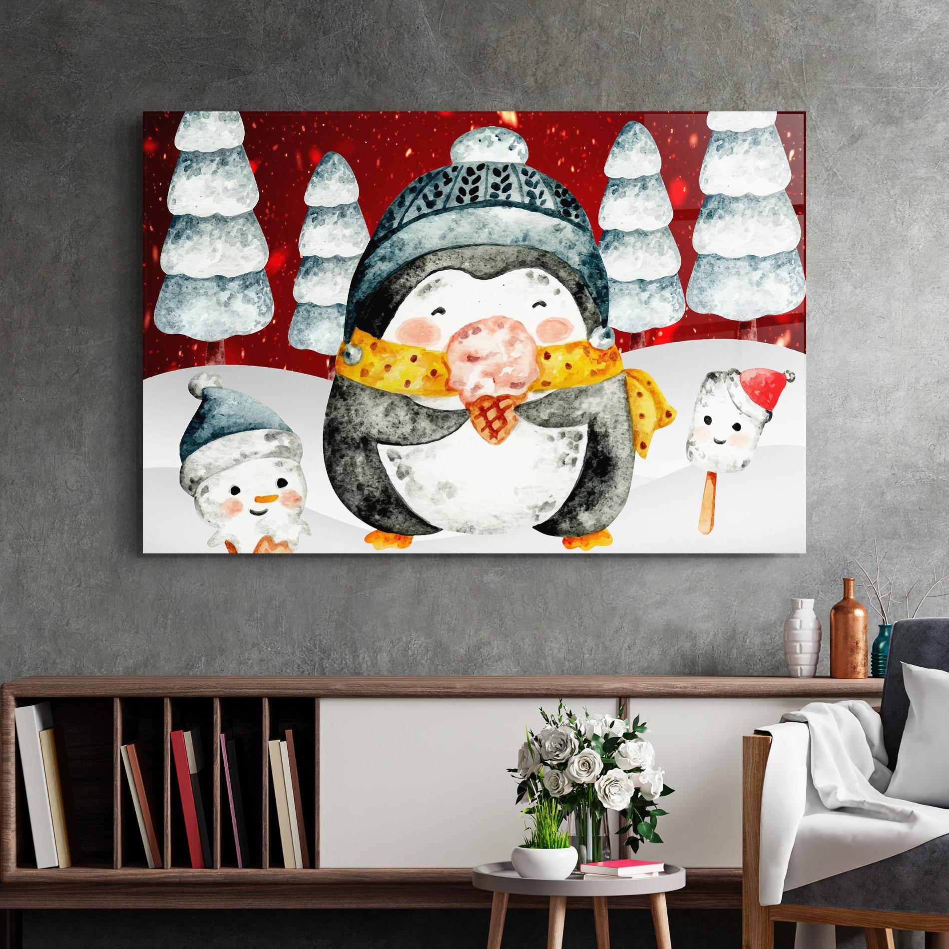 Tablou Sticla Yellow Pinguin mockup 2