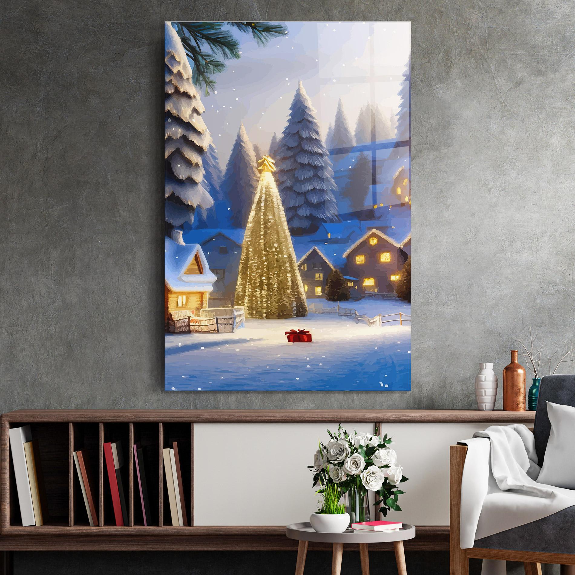 Tablou Sticla Fairy Tale Christmas House mockup 2